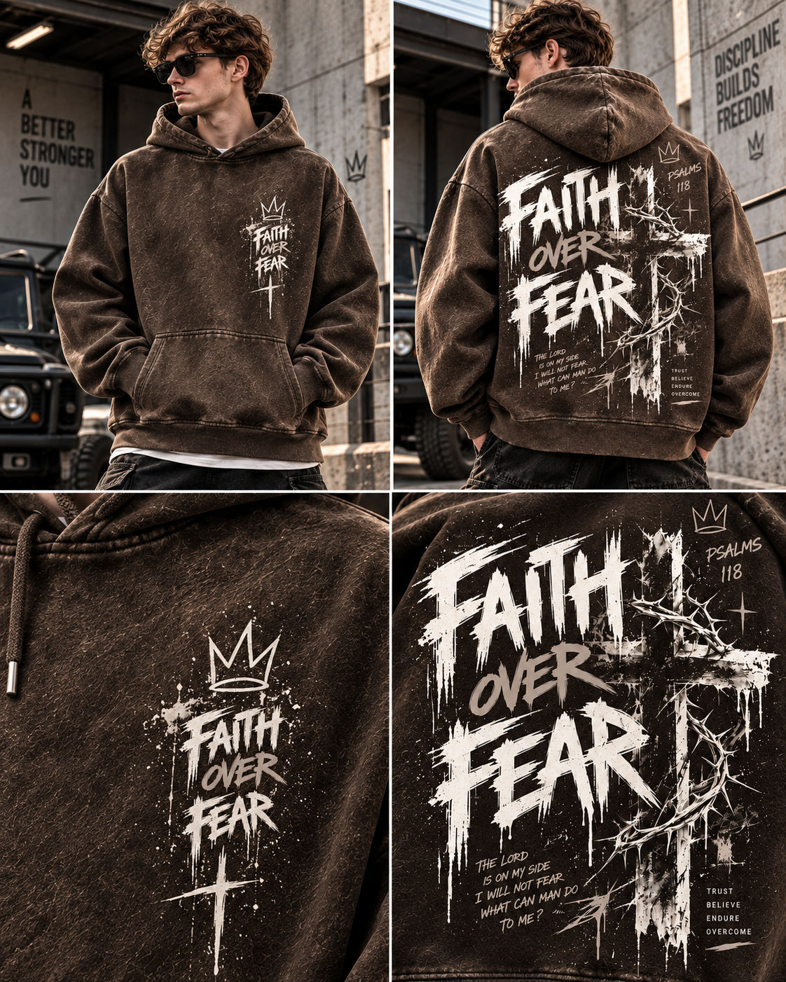 Faith Over Fear – Vintage Christian Streetwear Hoodie