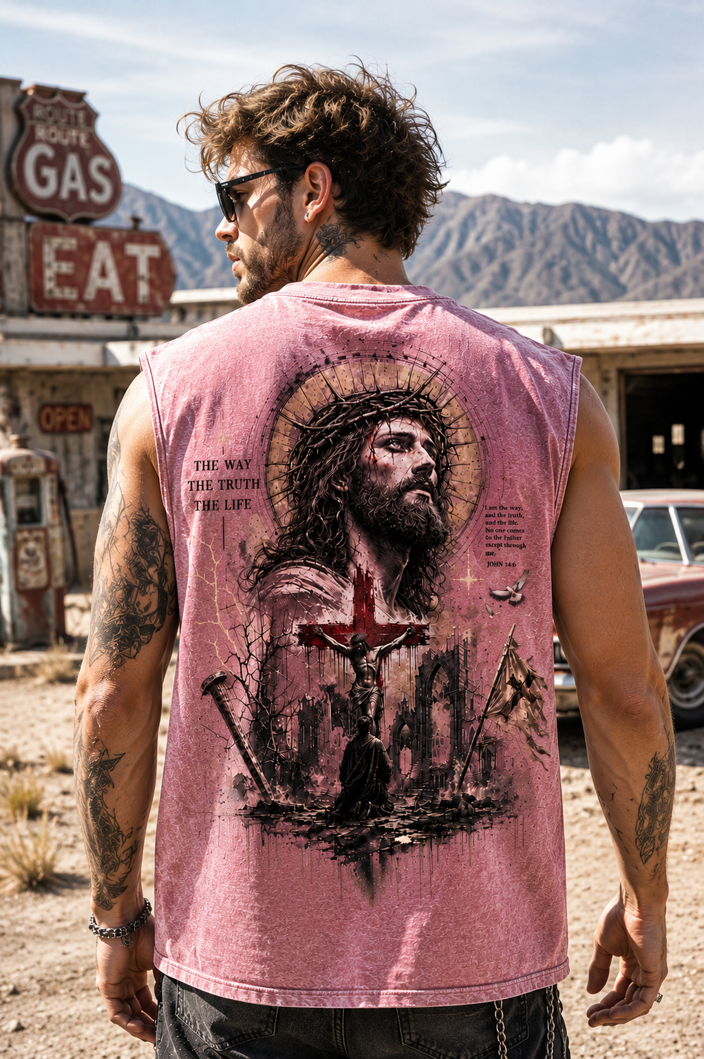 Washed Black Faith Graphic Muscle Tee