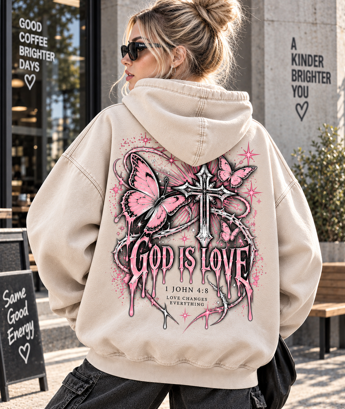 God Is Love Vintage Hoodie – Butterfly Cross