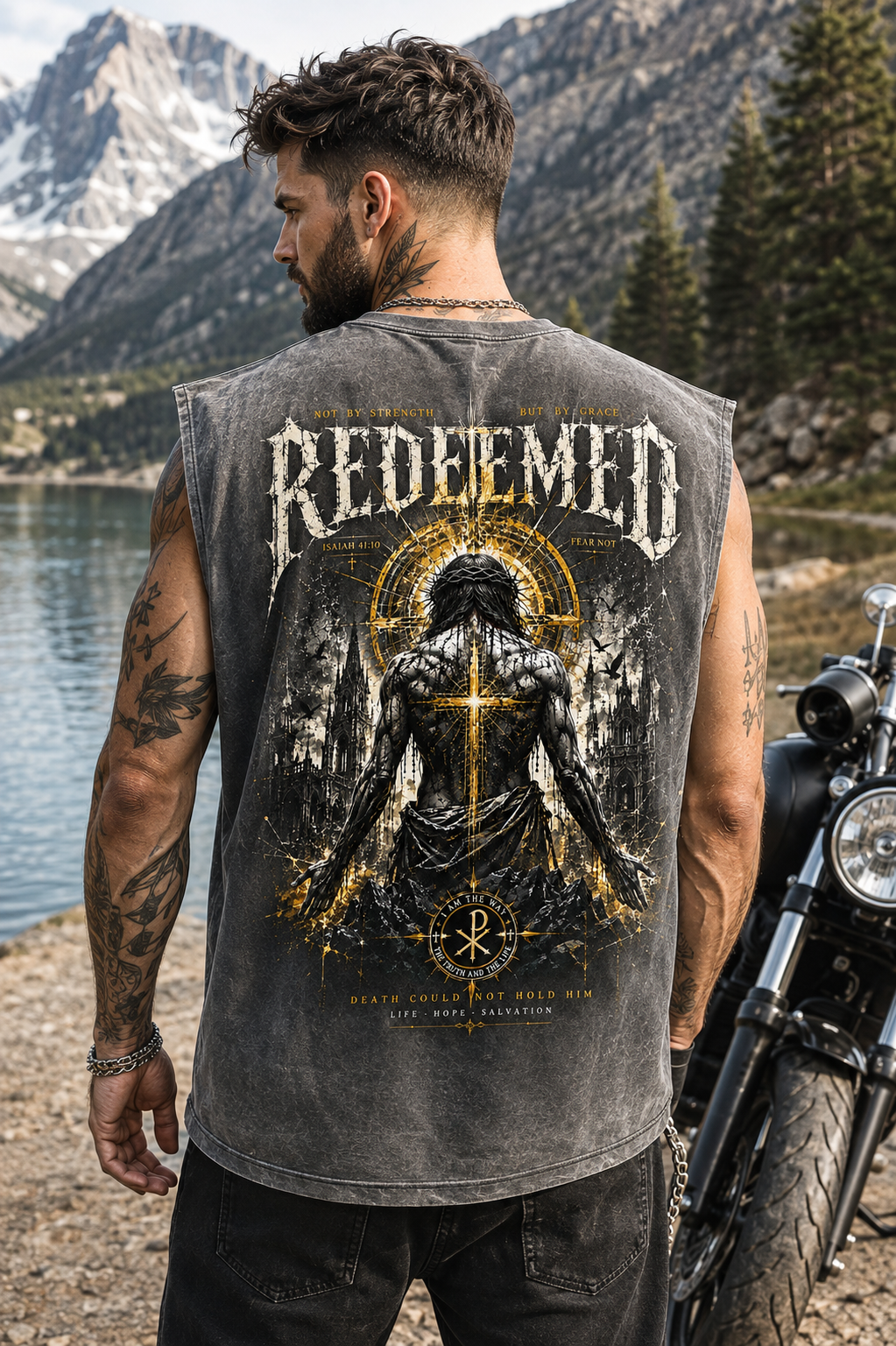 REDEEMED Washed Black Vintage Graphic Tank Top