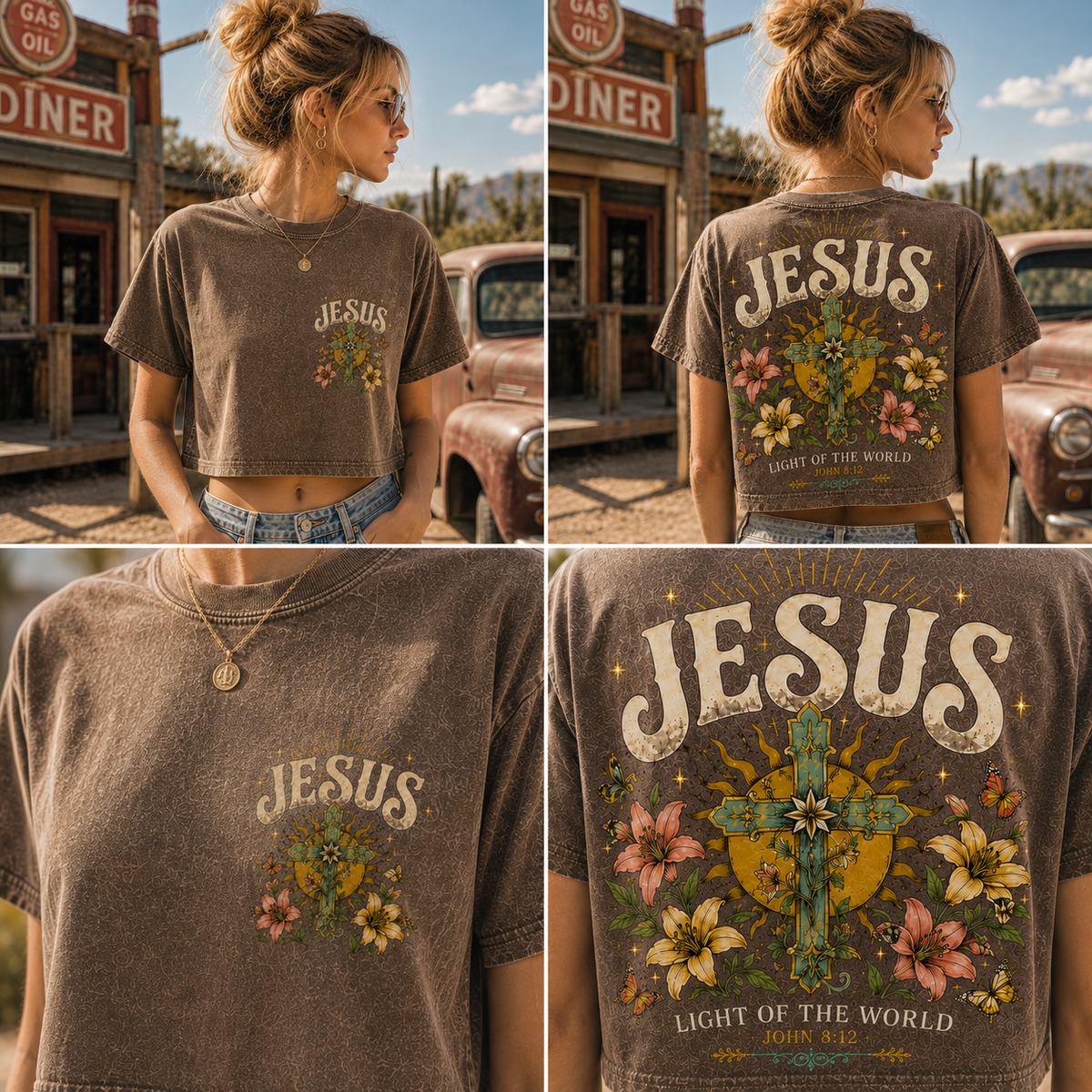 Jesus Light of the World Vintage Crop Top
