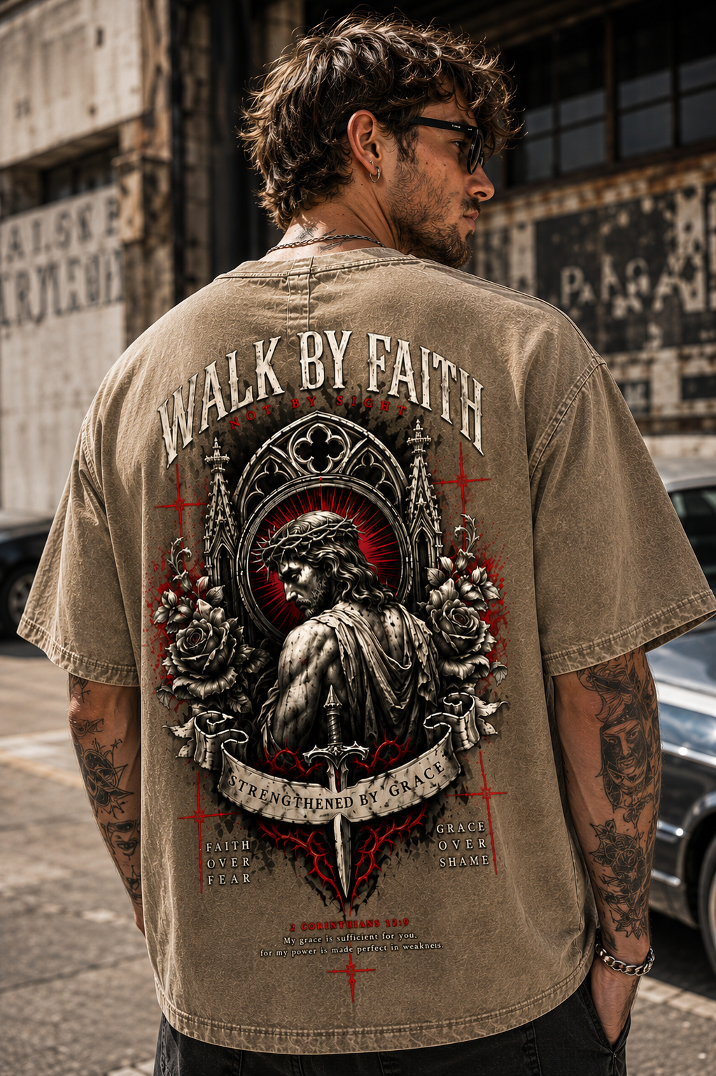Walk By Faith Vintage Gothic T-Shirt