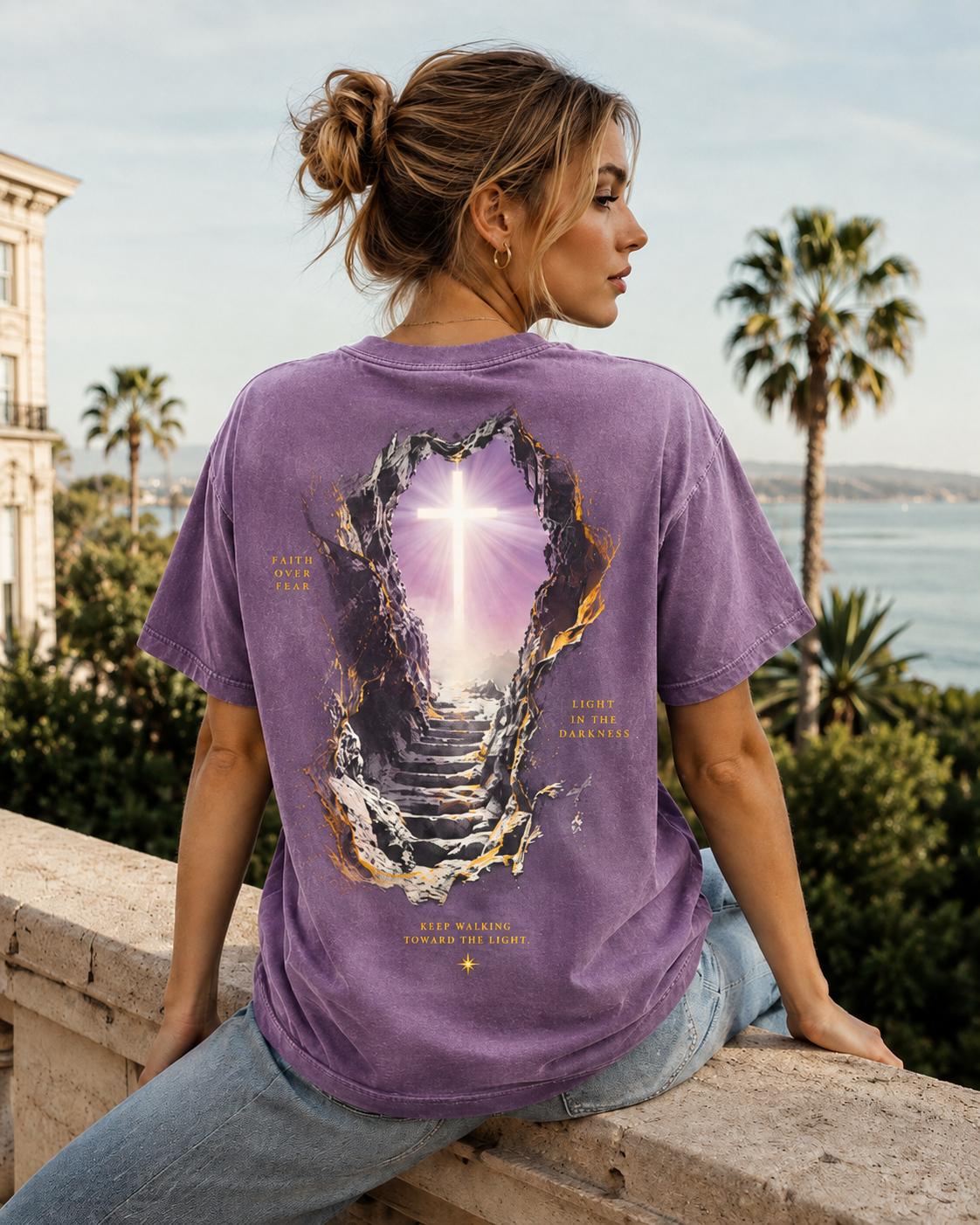 Faith Over Fear Vintage Graphic T-Shirt – Washed Unisex Tee