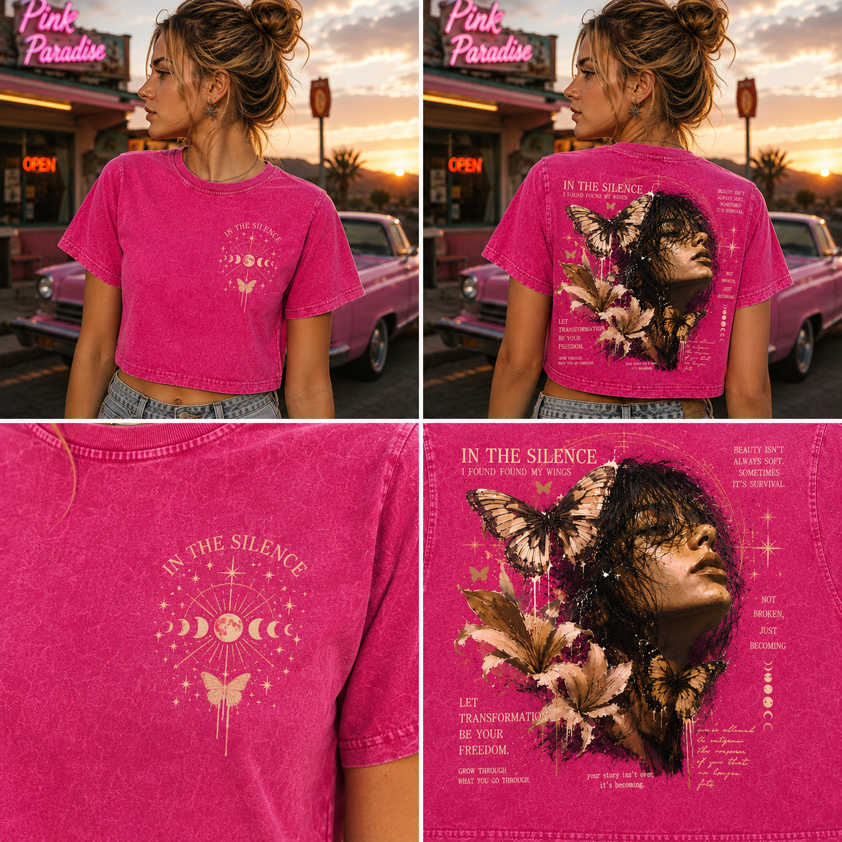 In the Silence Butterfly Crop Top