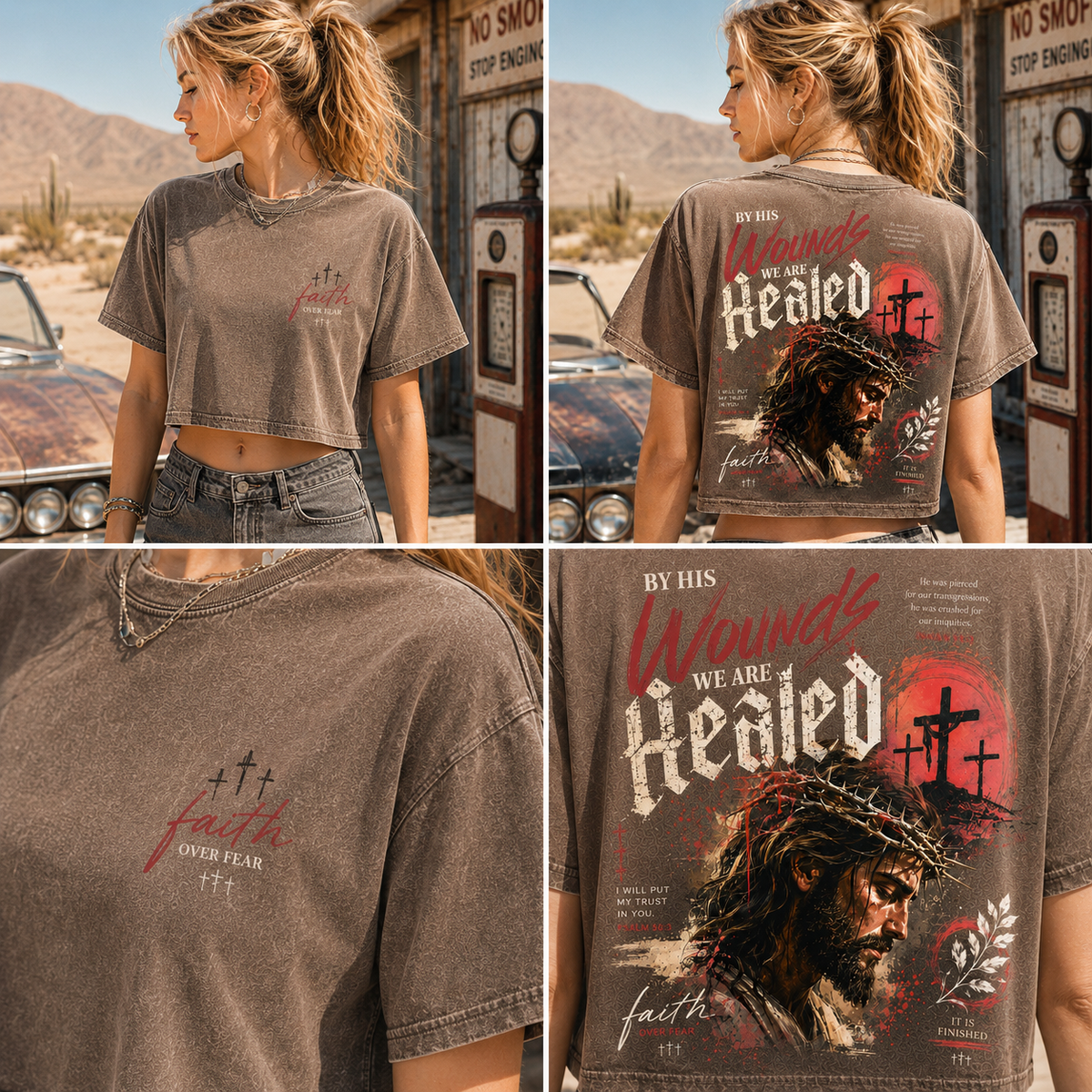 Faith Over Fear – Vintage Christian Crop Tee