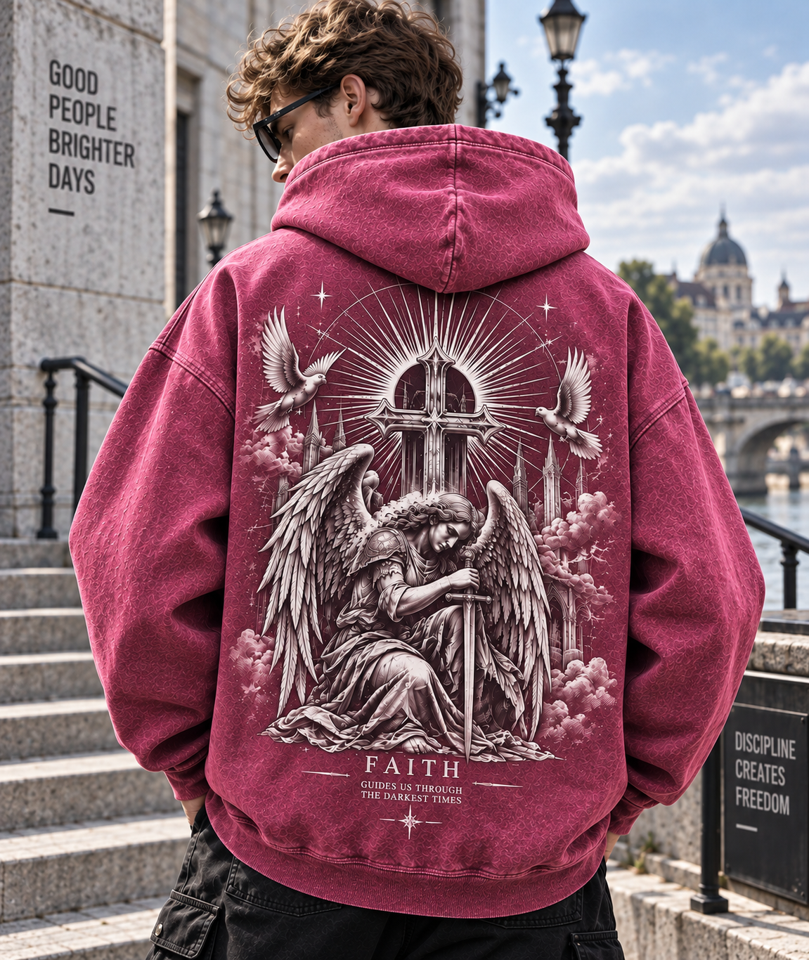 Faith Angel Vintage Hoodie – Faith Guides Us Through the Darkest Times