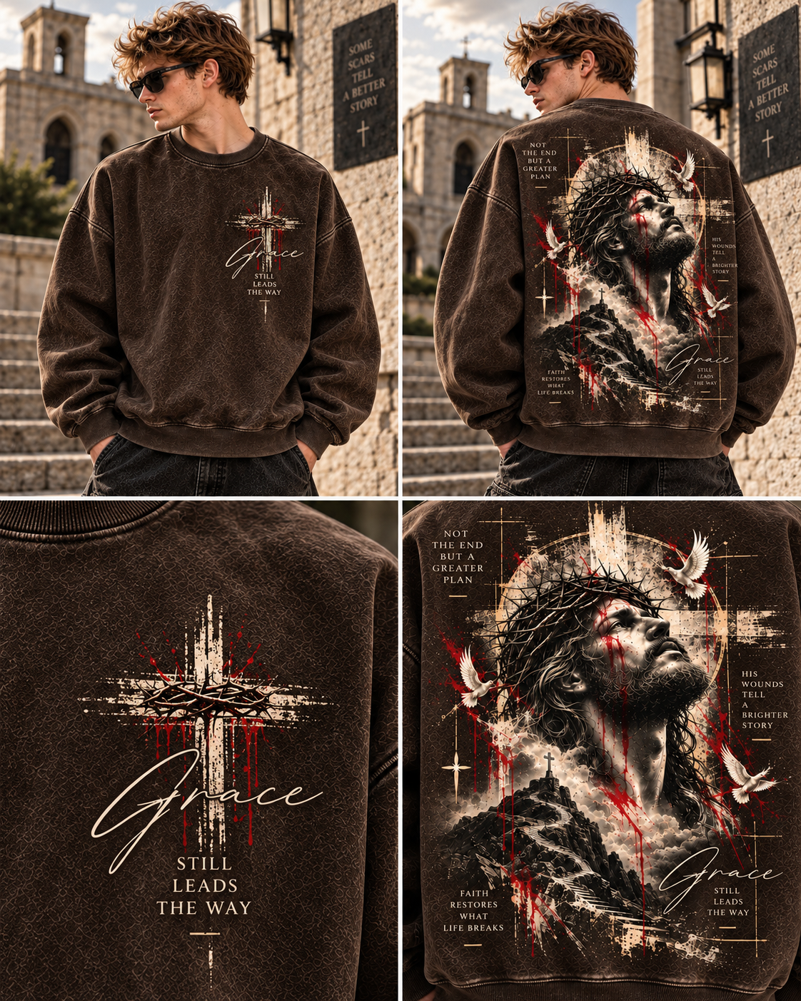 Grace Still Leads The Way – Vintage Faith Washed Sweatshirt