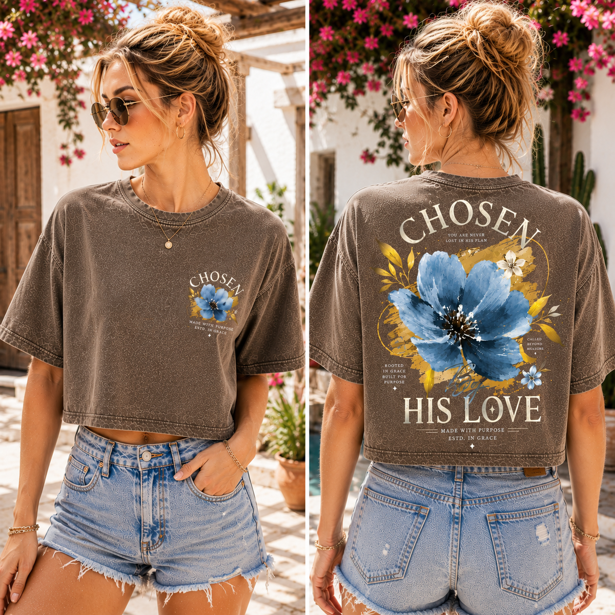 Chosen His Love – Vintage Floral Crop Top