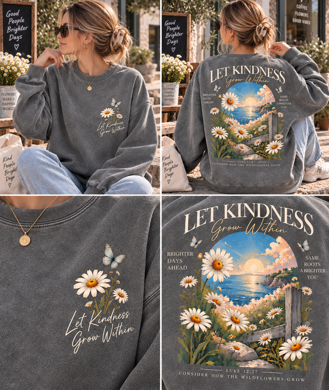 Let Kindness Grow Within – Vintage Floral Sweatshirt