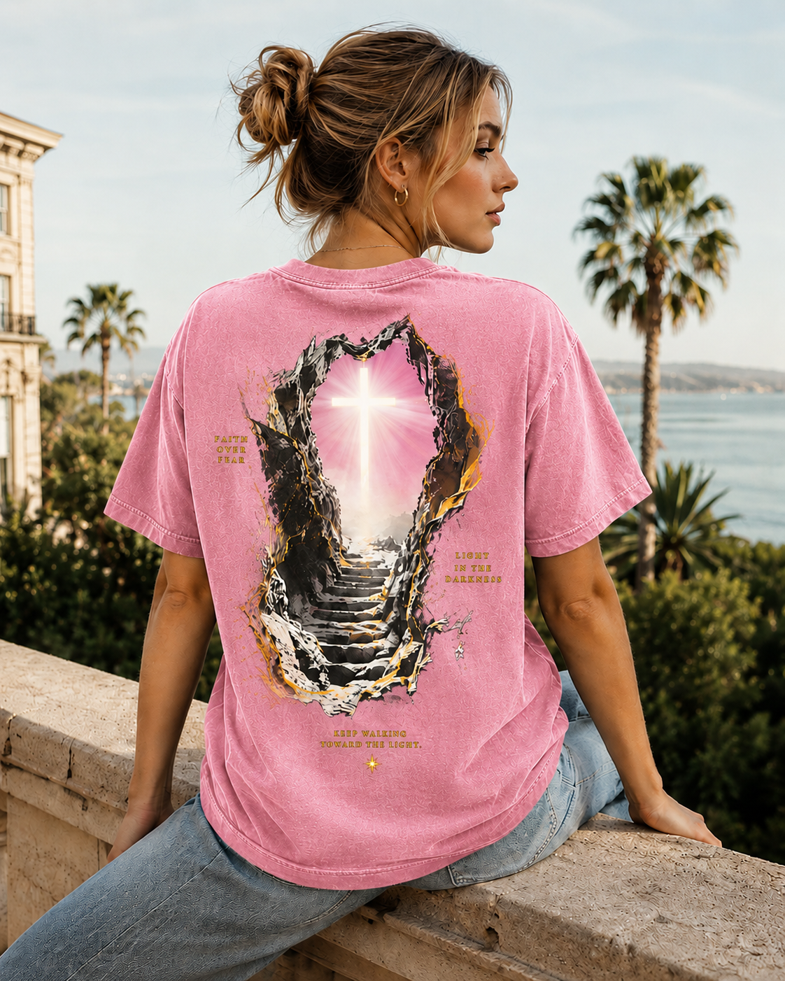 Faith Over Fear Vintage Graphic T-Shirt – Washed Unisex Tee