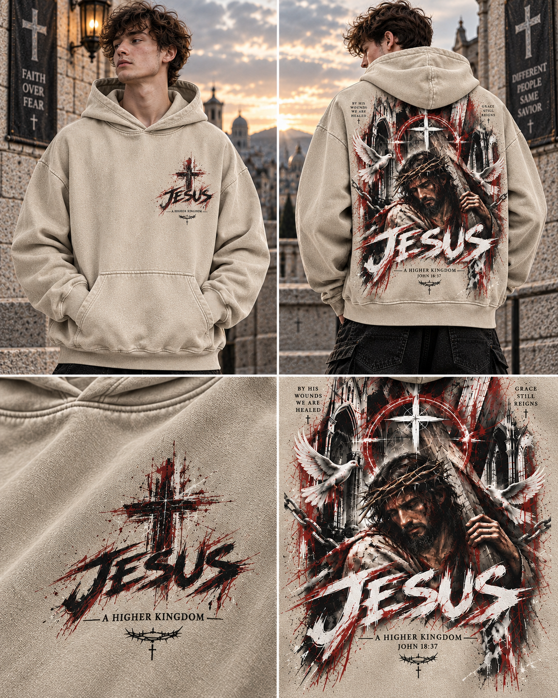 Jesus Higher Kingdom Vintage Hoodie
