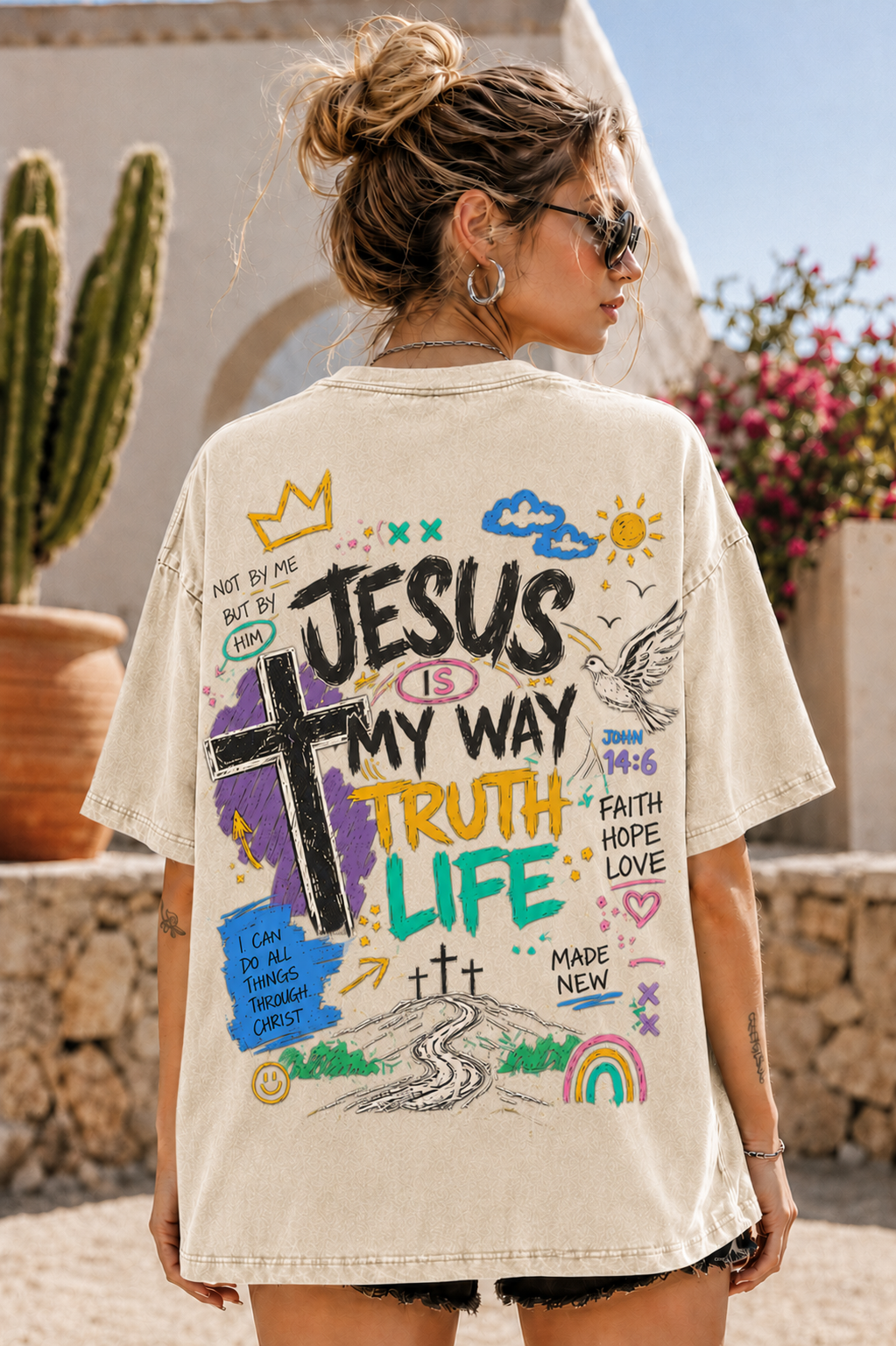 Jesus Is My Way – Vintage Washed Graphic Tee