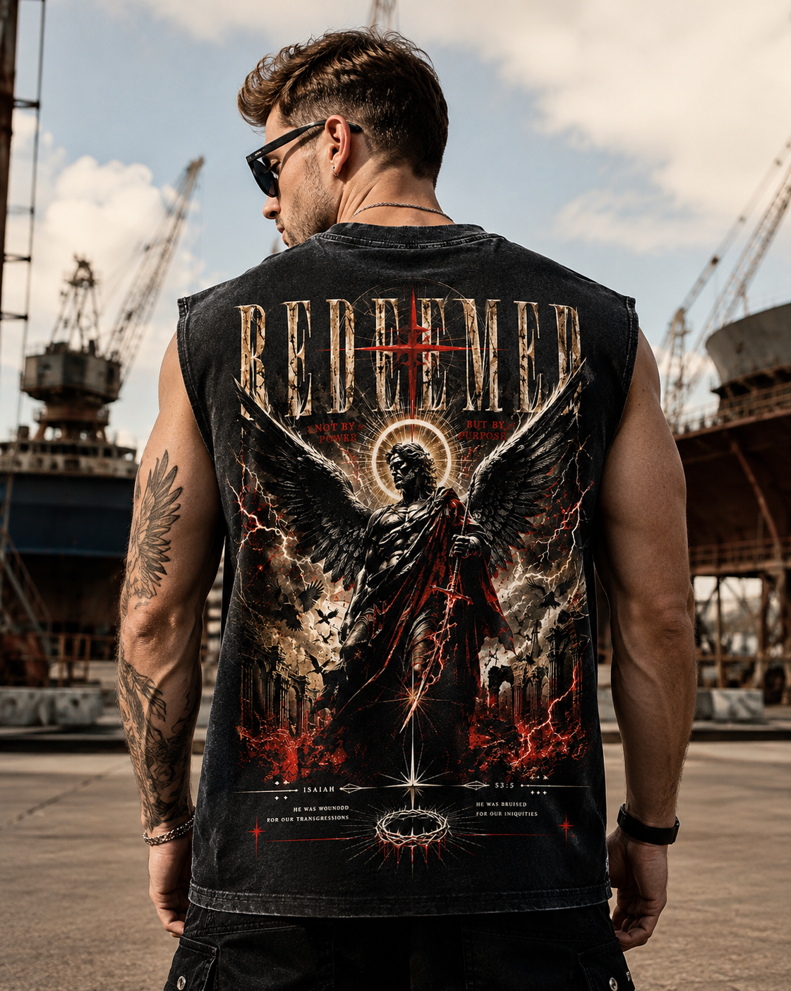 Redeemed Angel Washed Black Tank