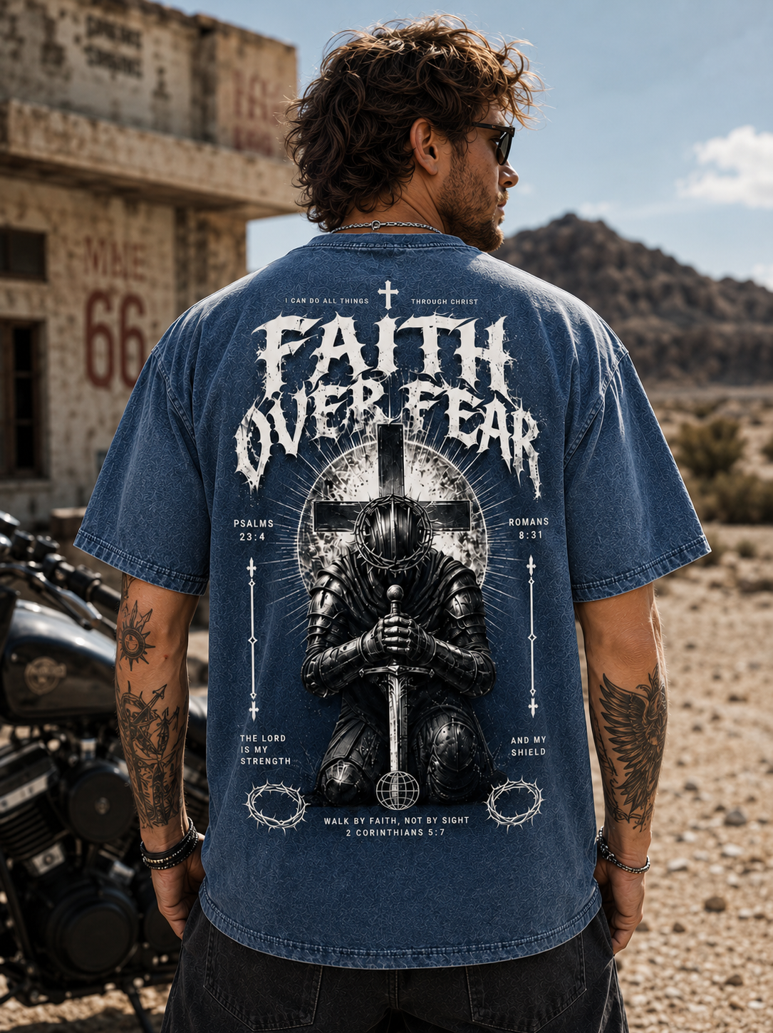 Faith Over Fear Warrior Graphic Oversized Tee