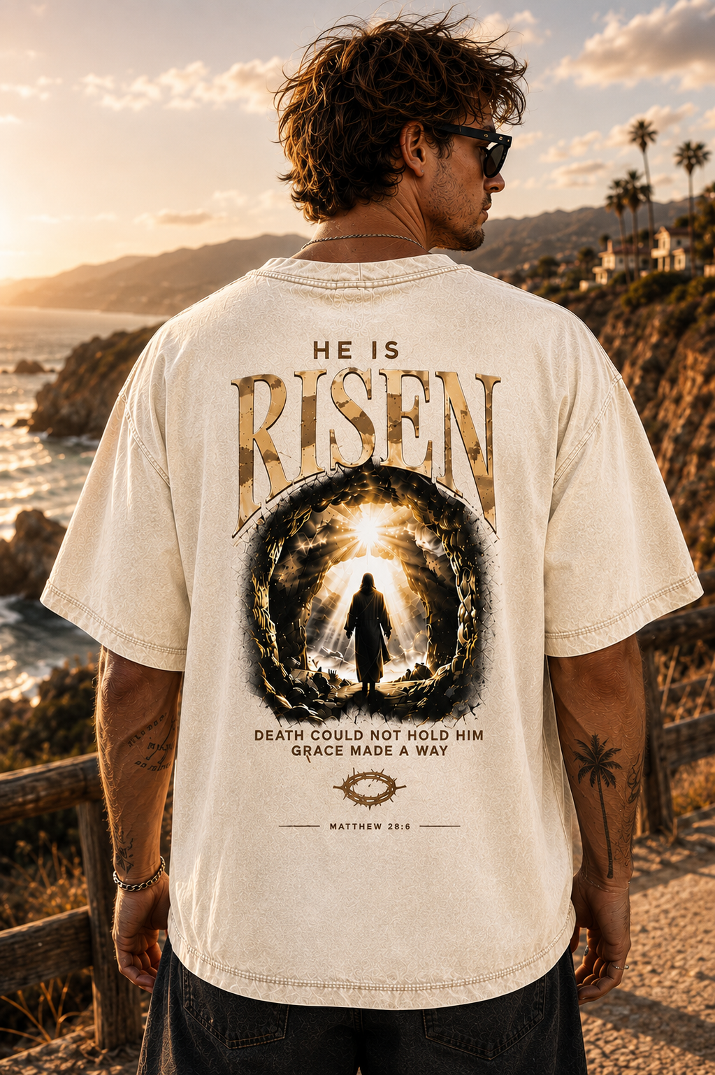 He Is Risen Vintage Graphic Tee