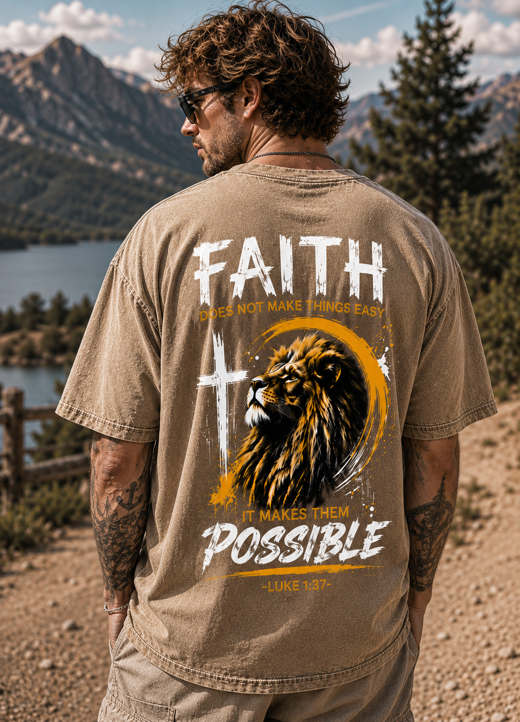 Faith Lion Vintage Graphic Tee