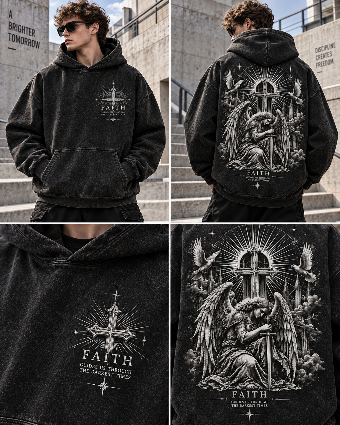 Faith Angel Vintage Hoodie – Faith Guides Us Through the Darkest Times