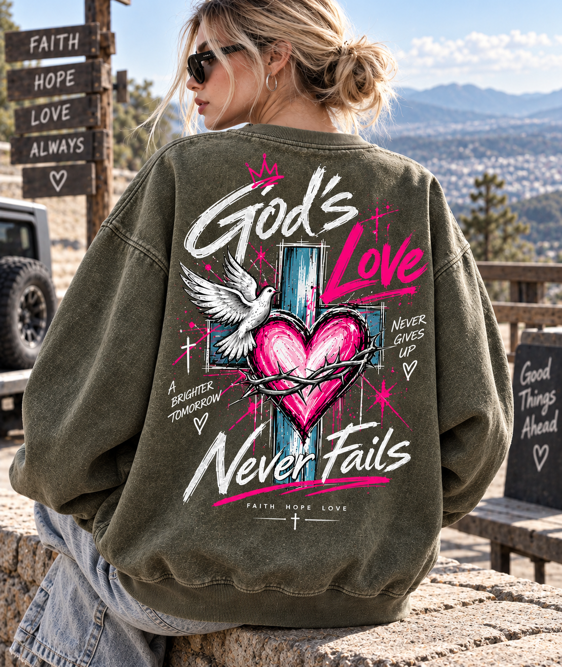 Faith Hope Love – Never Fails Vintage Sweatshirt