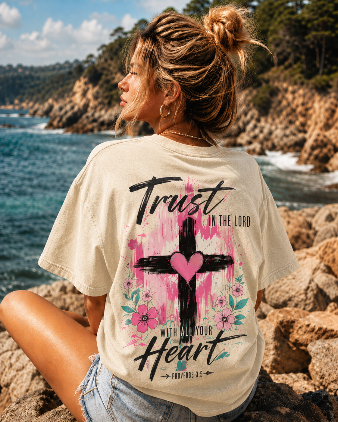 Trust in the Lord Heart Cross Tee – Vintage Washed T-Shirt