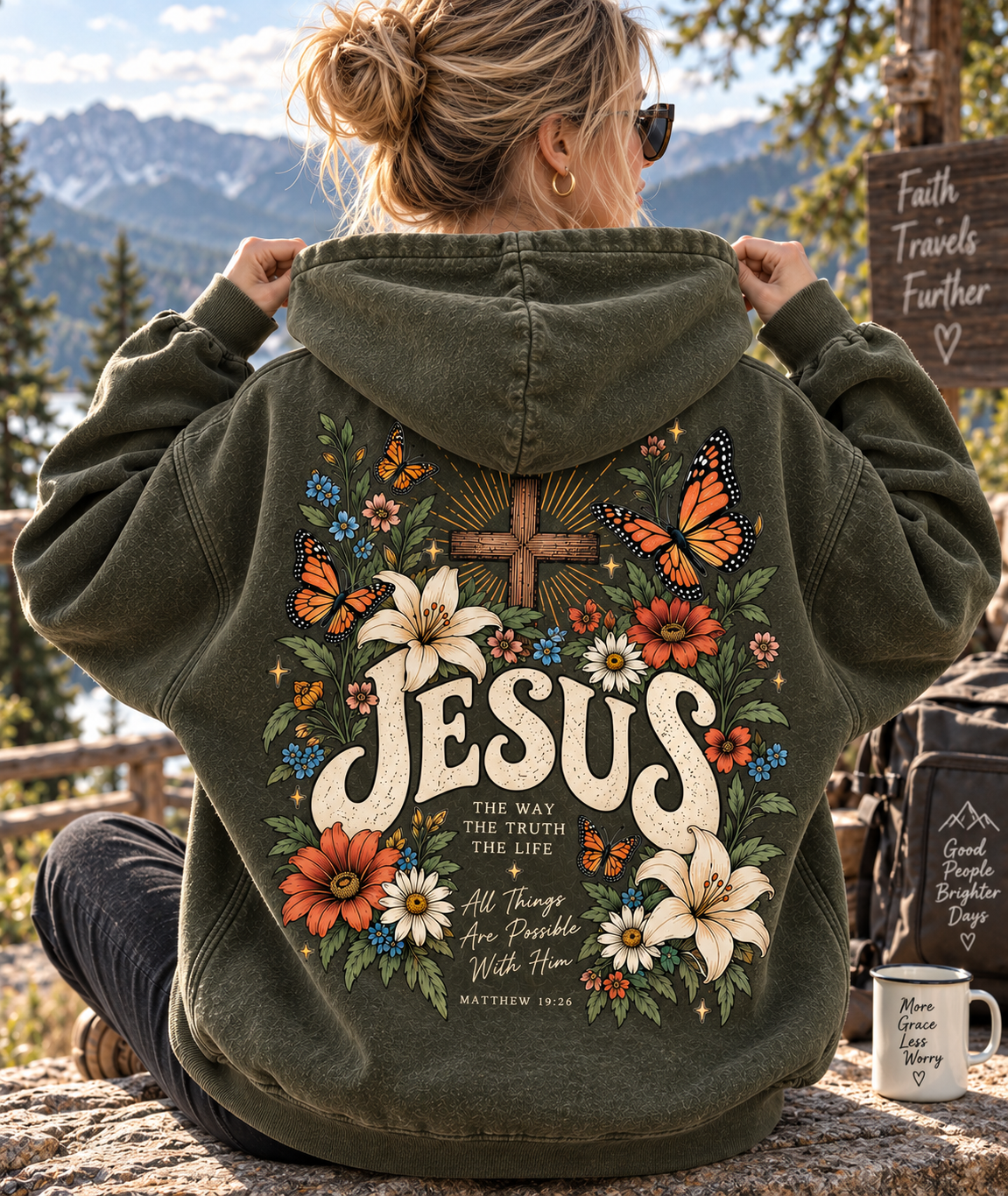 Faith Over Fear – Vintage Jesus Floral Hoodie