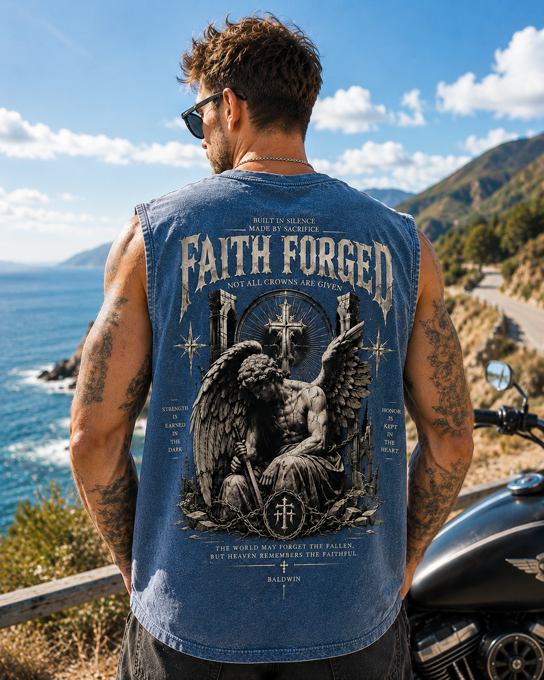 Faith Forged Washed Black Tank Top – Gothic Vintage Graphic