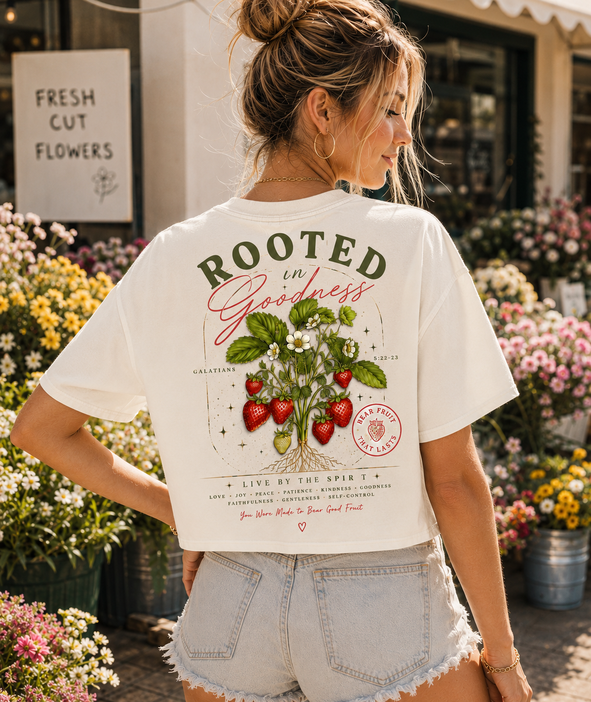 Rooted in Goodness – Vintage Strawberry Crop Tee