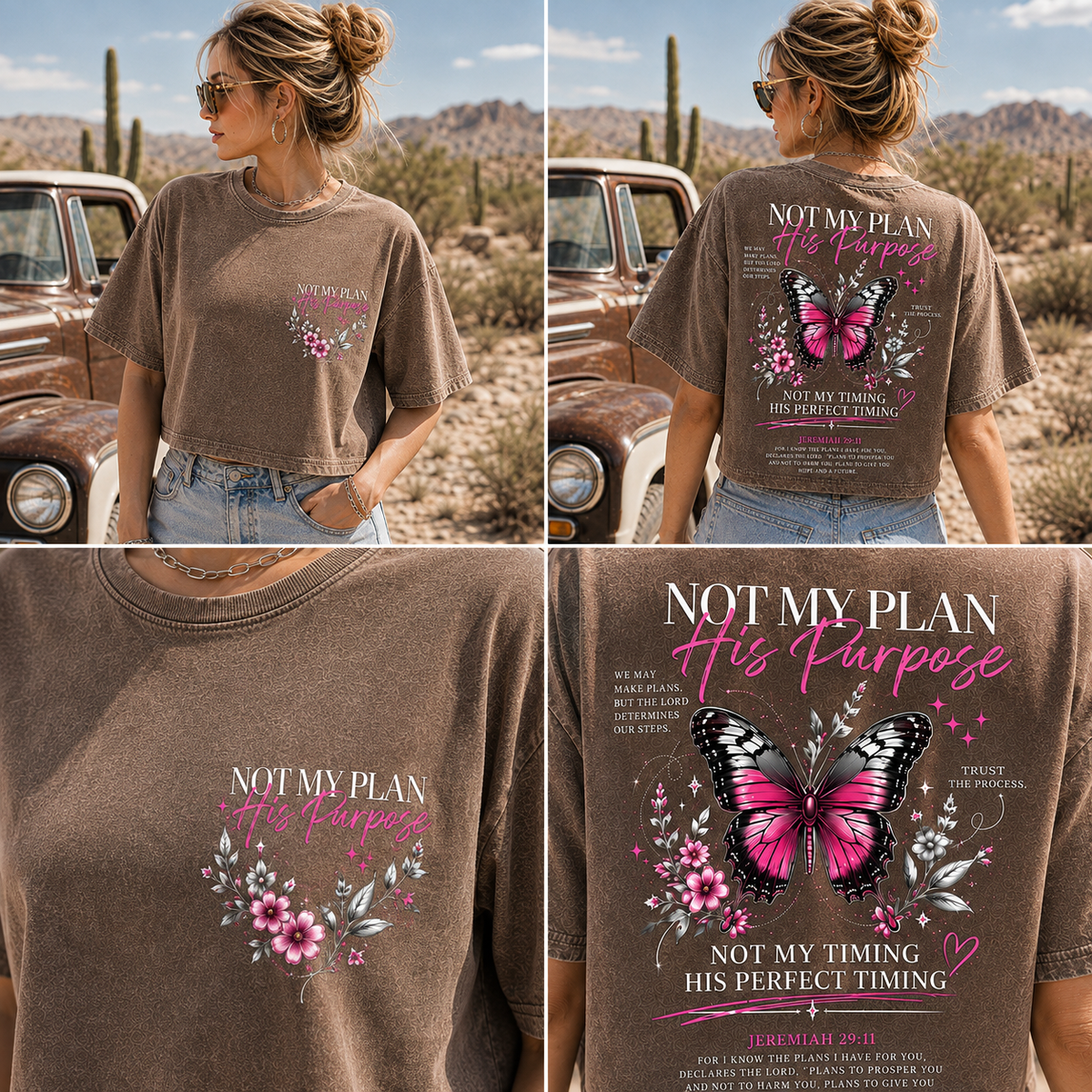 Not My Plan His Purpose – Butterfly Faith Crop Top
