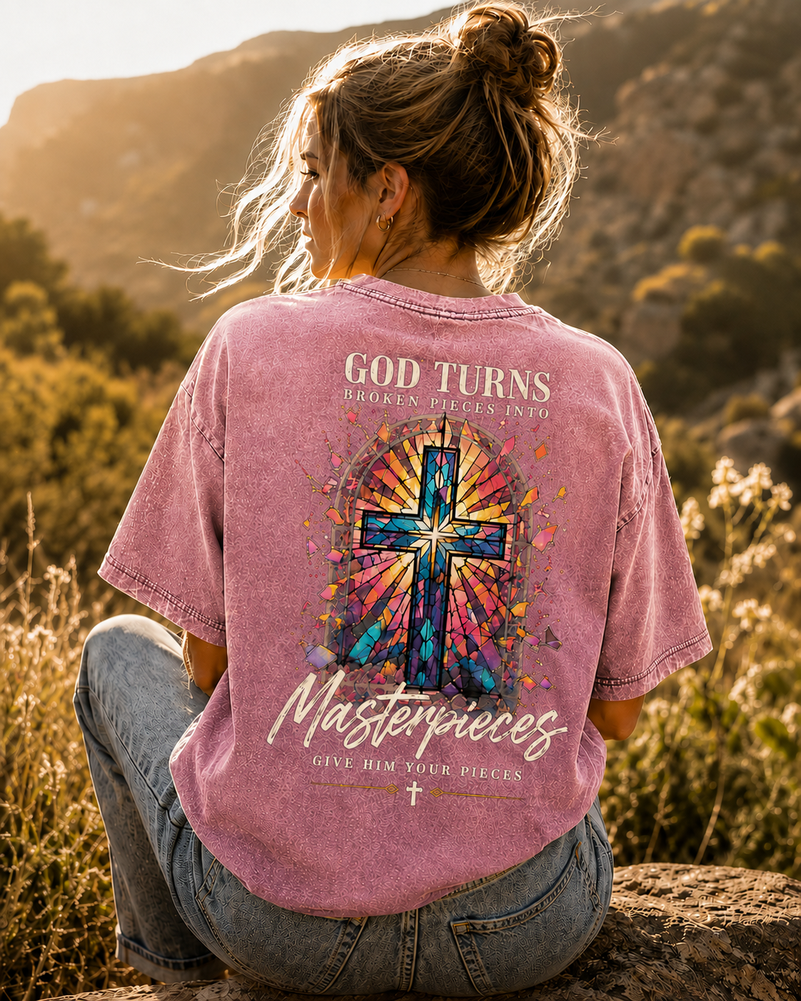 Christian Masterpieces Cross T-Shirt – Vintage Washed Graphic Tee