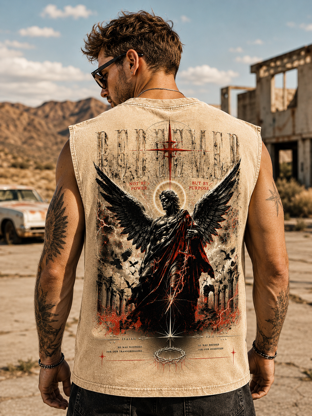 Redeemed Angel Washed Black Tank