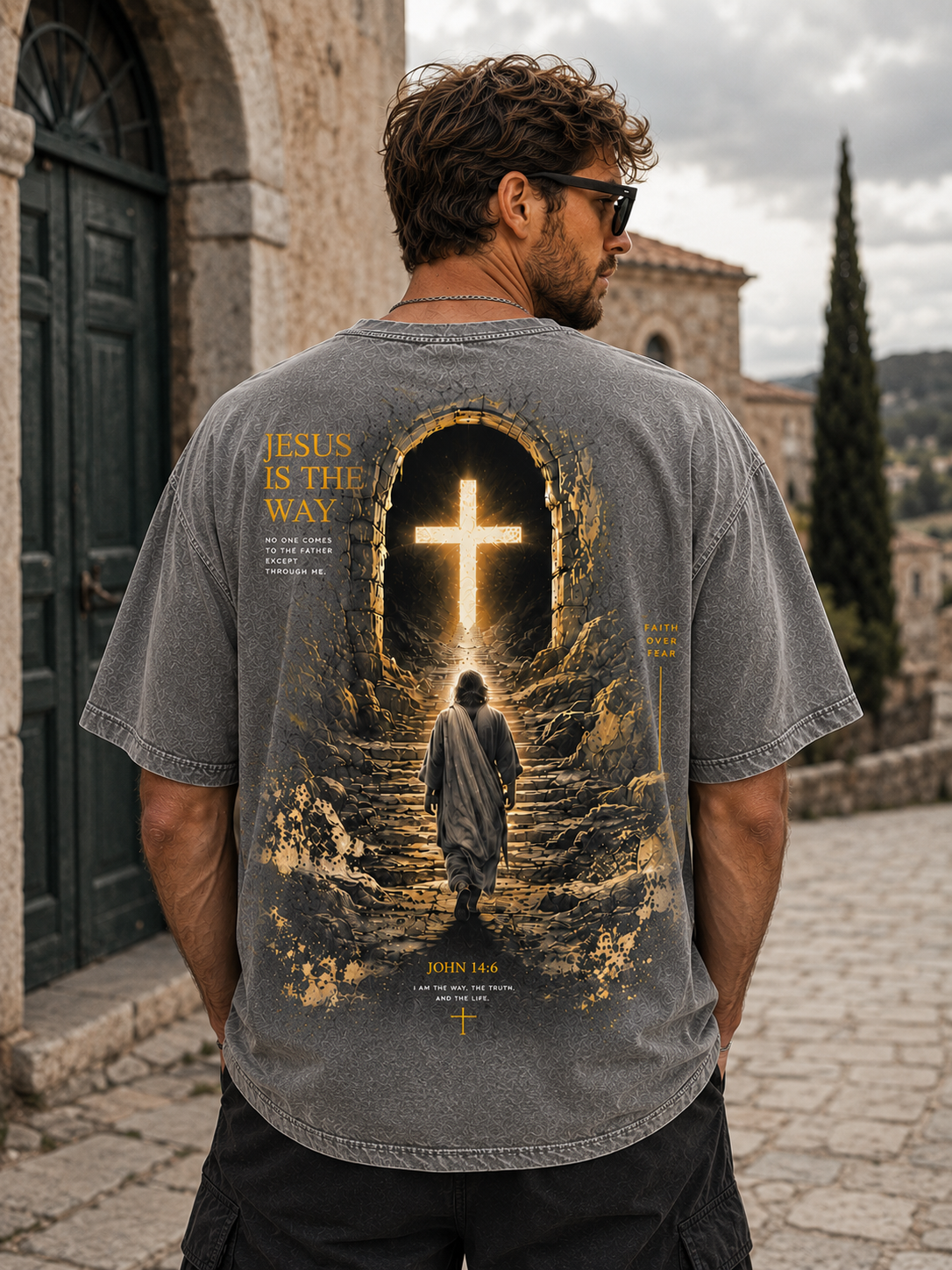Jesus Is The Way – Vintage Washed Black Graphic Tee