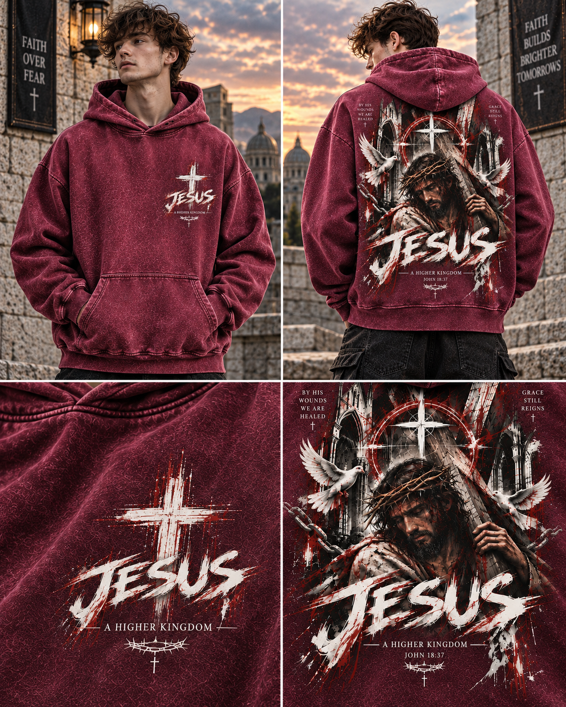 Jesus Higher Kingdom Vintage Hoodie