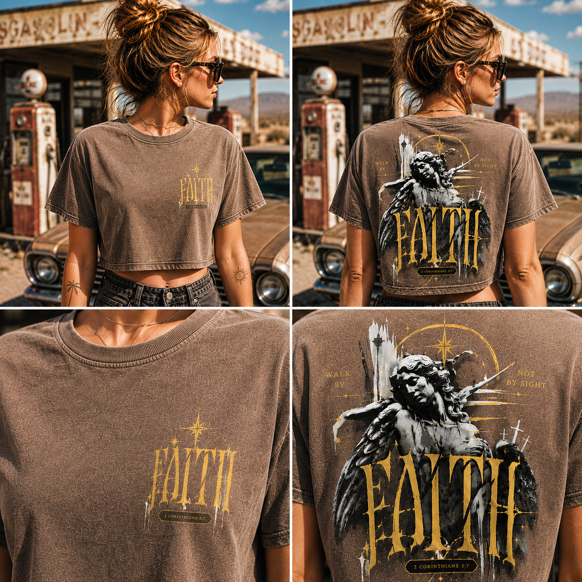Faith Angel Crop Top – Vintage Faith Graphic Tee