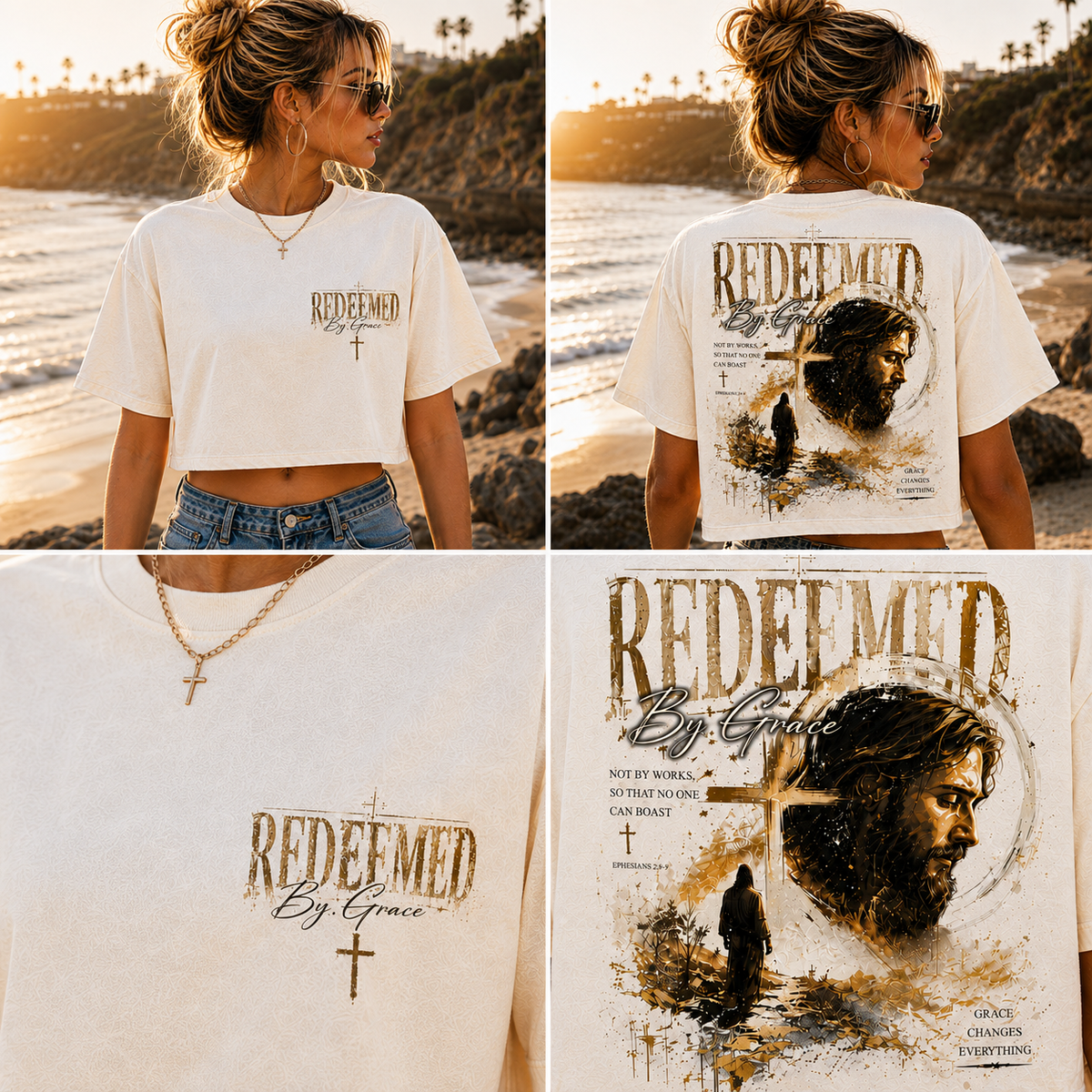 Redeemed By Grace – Vintage Christian Crop Top