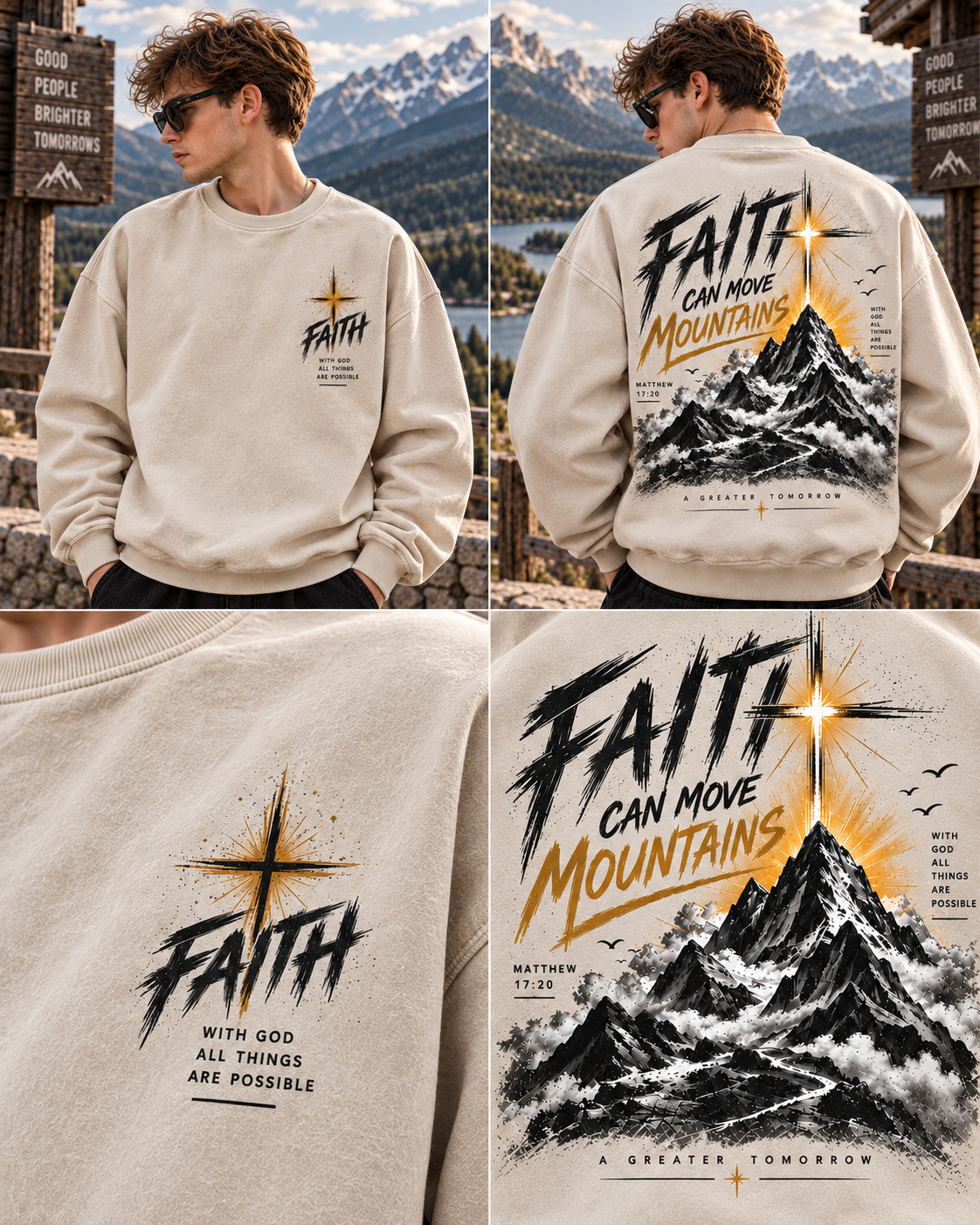 Faith Can Move Mountains – Vintage Mountain Sweatshirt
