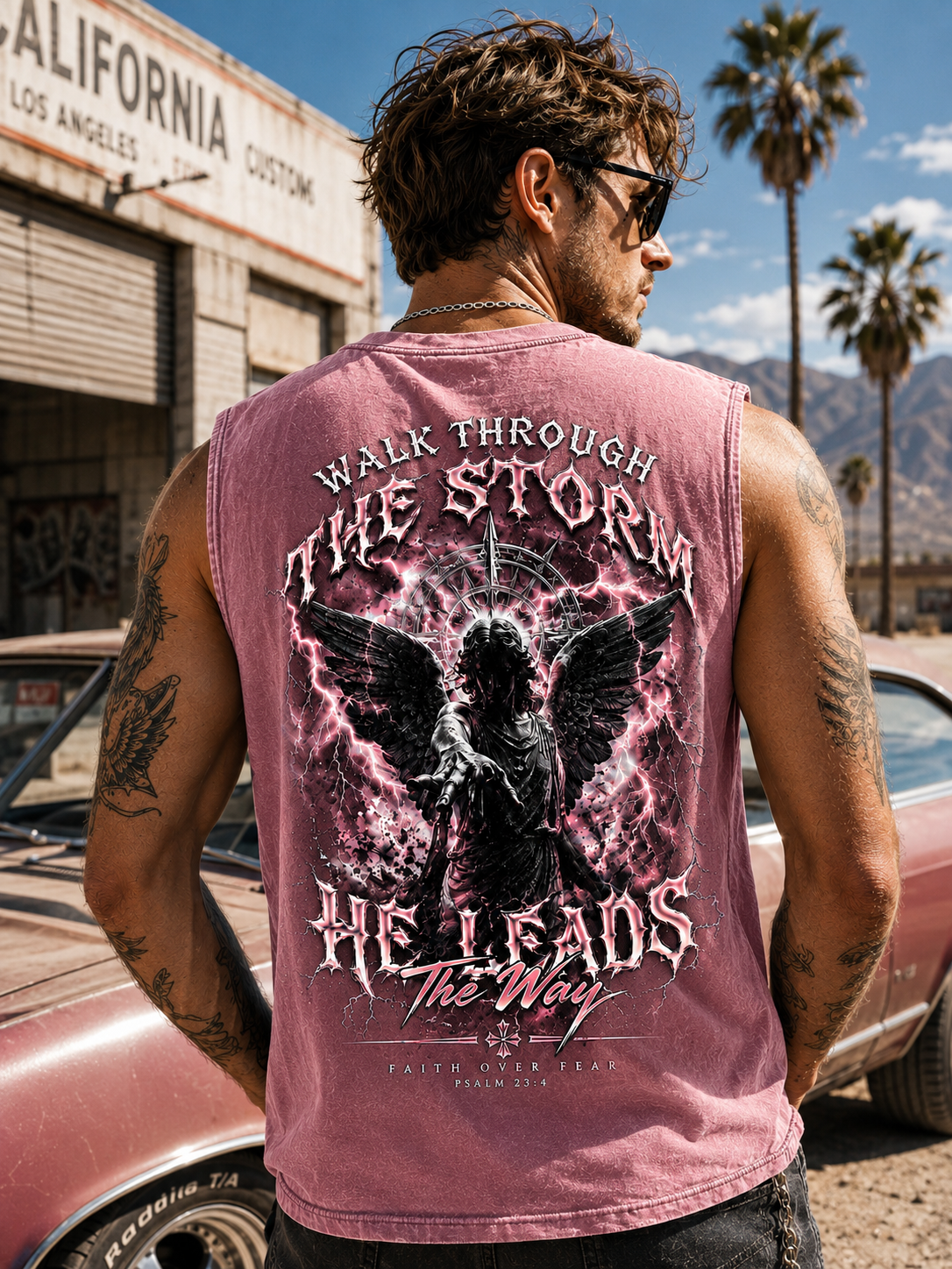 Walk Through The Storm – Washed Black Vintage Angel Tank Top