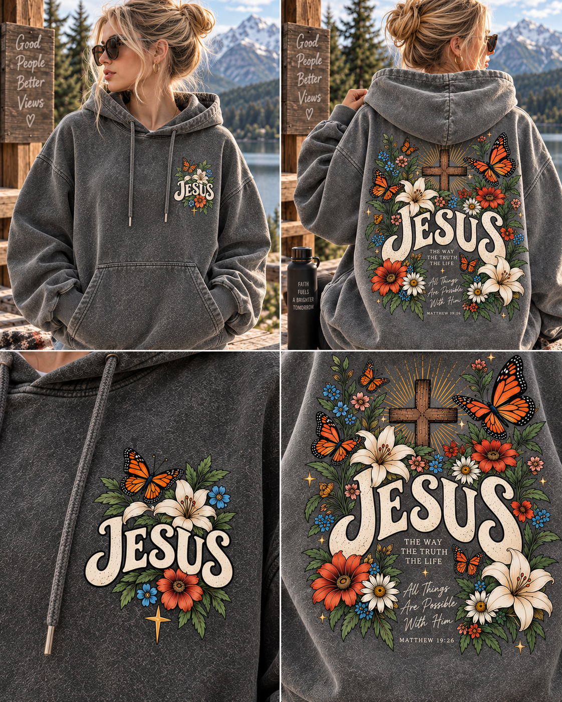 Faith Over Fear – Vintage Jesus Floral Hoodie