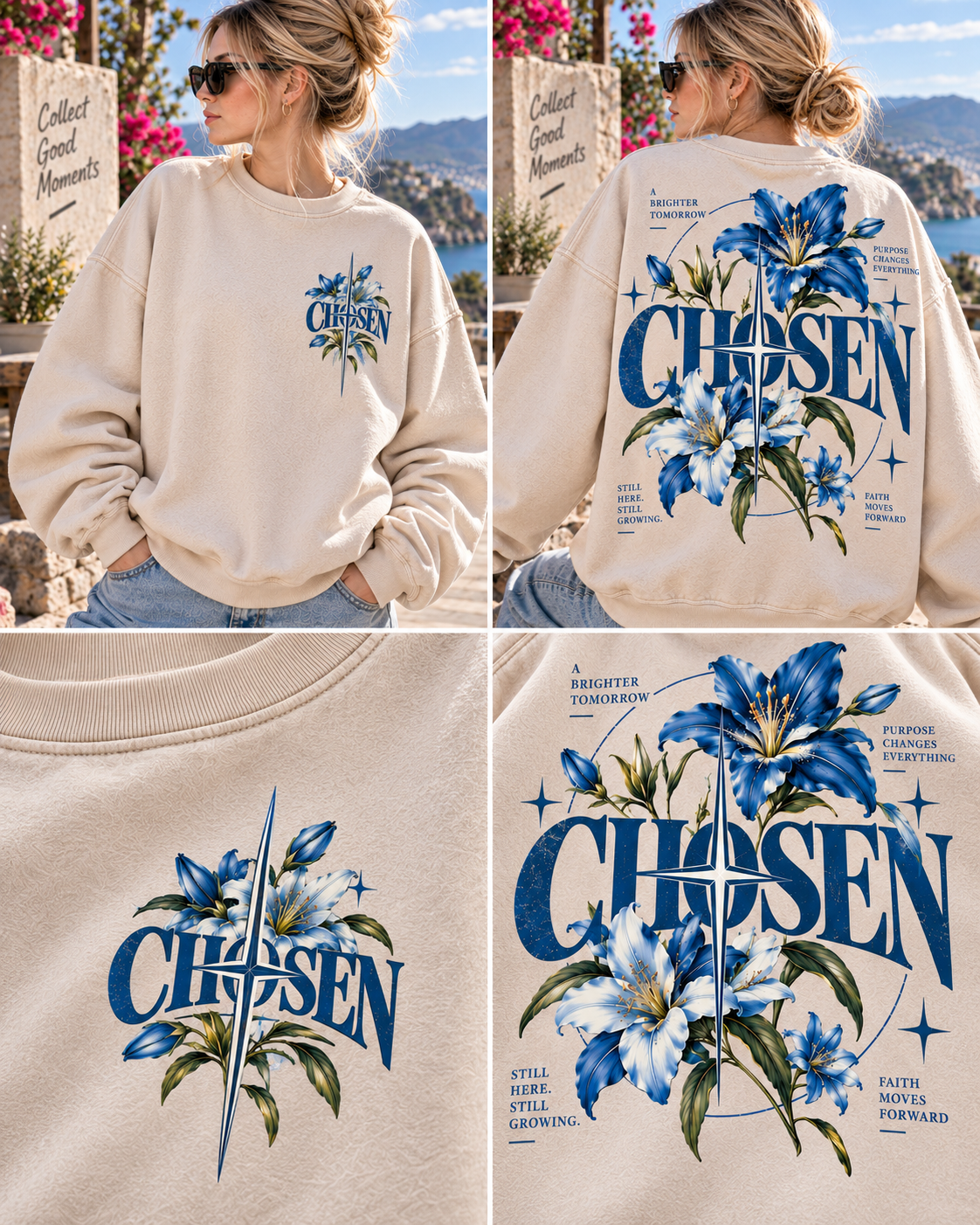 Chosen Floral Vintage Sweatshirt – Blue Lily