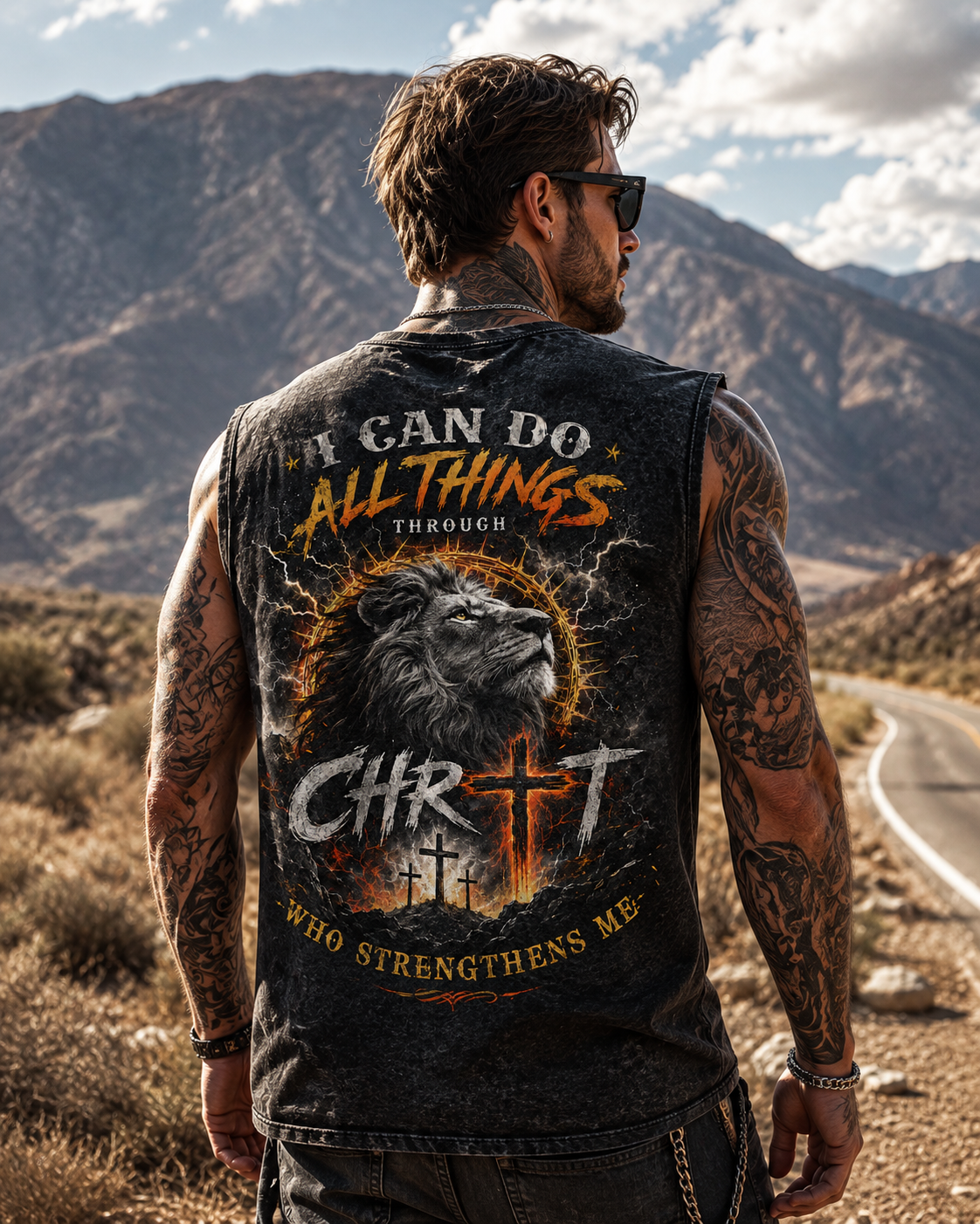 Faith Strength Washed Black Tank