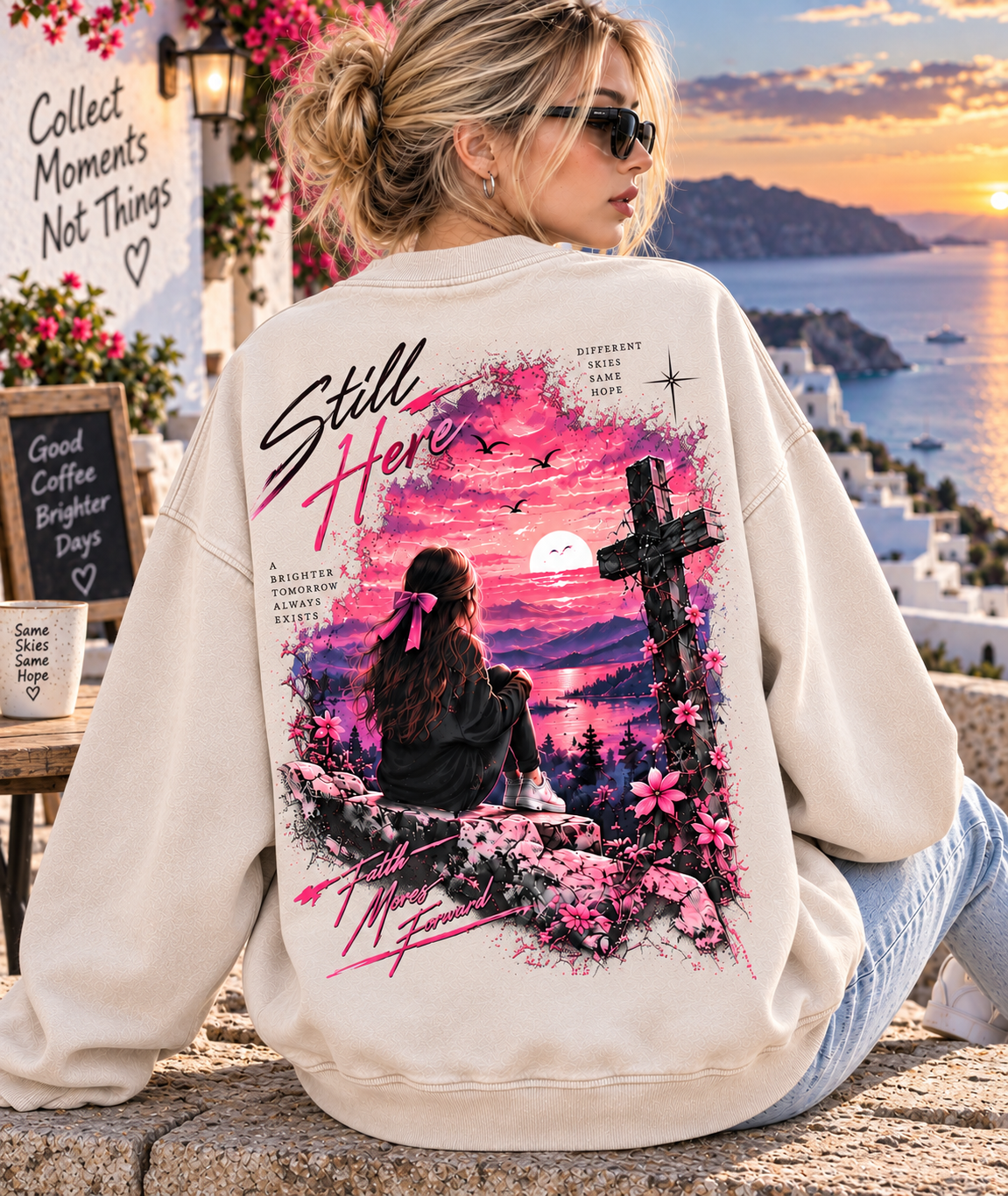 Still Here – Vintage Sunset Graphic Sweatshirt