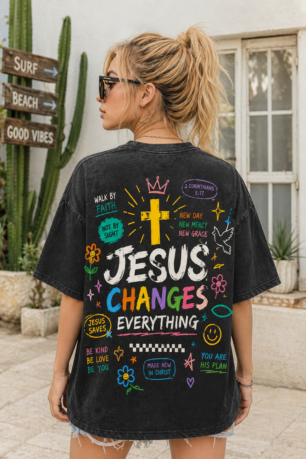 Jesus Changes Everything Oversized Graphic Tee