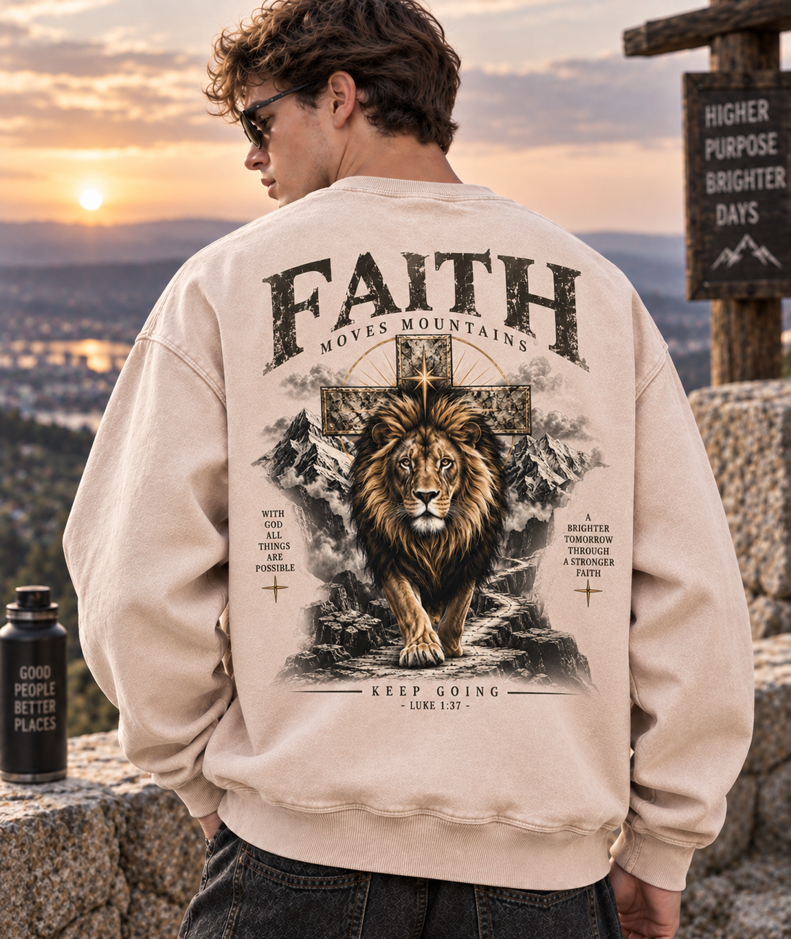 Faith Moves Mountains – Vintage Lion Sweatshirt