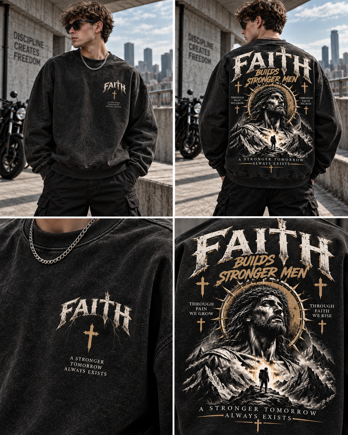Faith Builds Stronger Men – Vintage Faith Sweatshirt