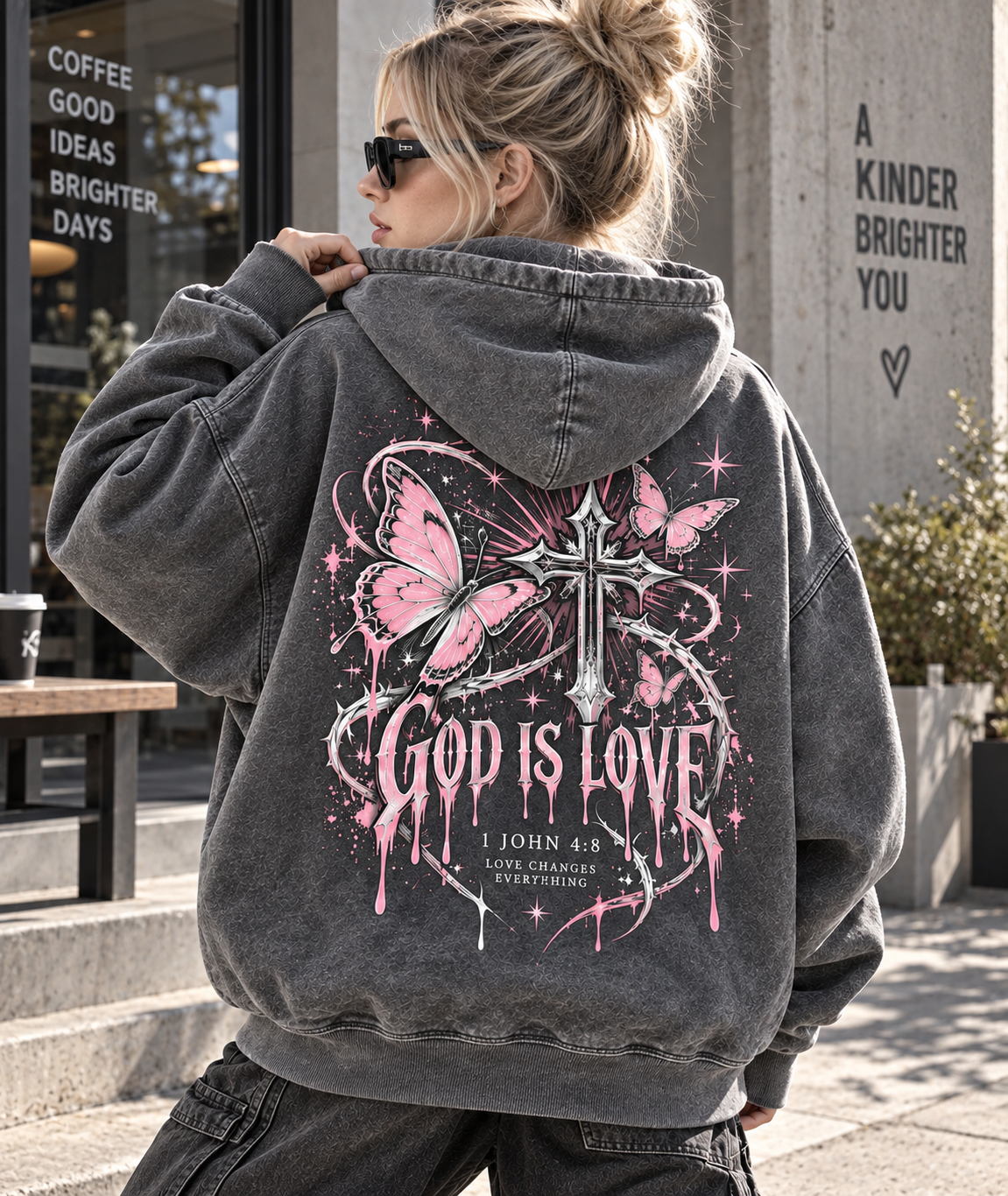 God Is Love Vintage Hoodie – Butterfly Cross