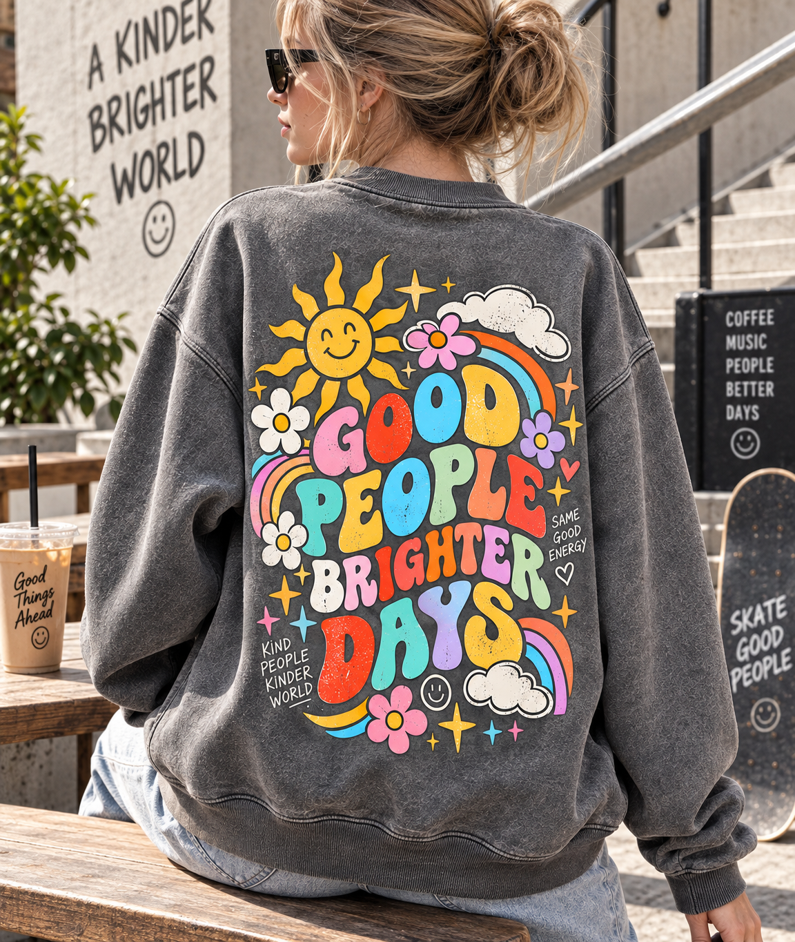 Good People Brighter Days – Vintage Graphic Sweatshirt
