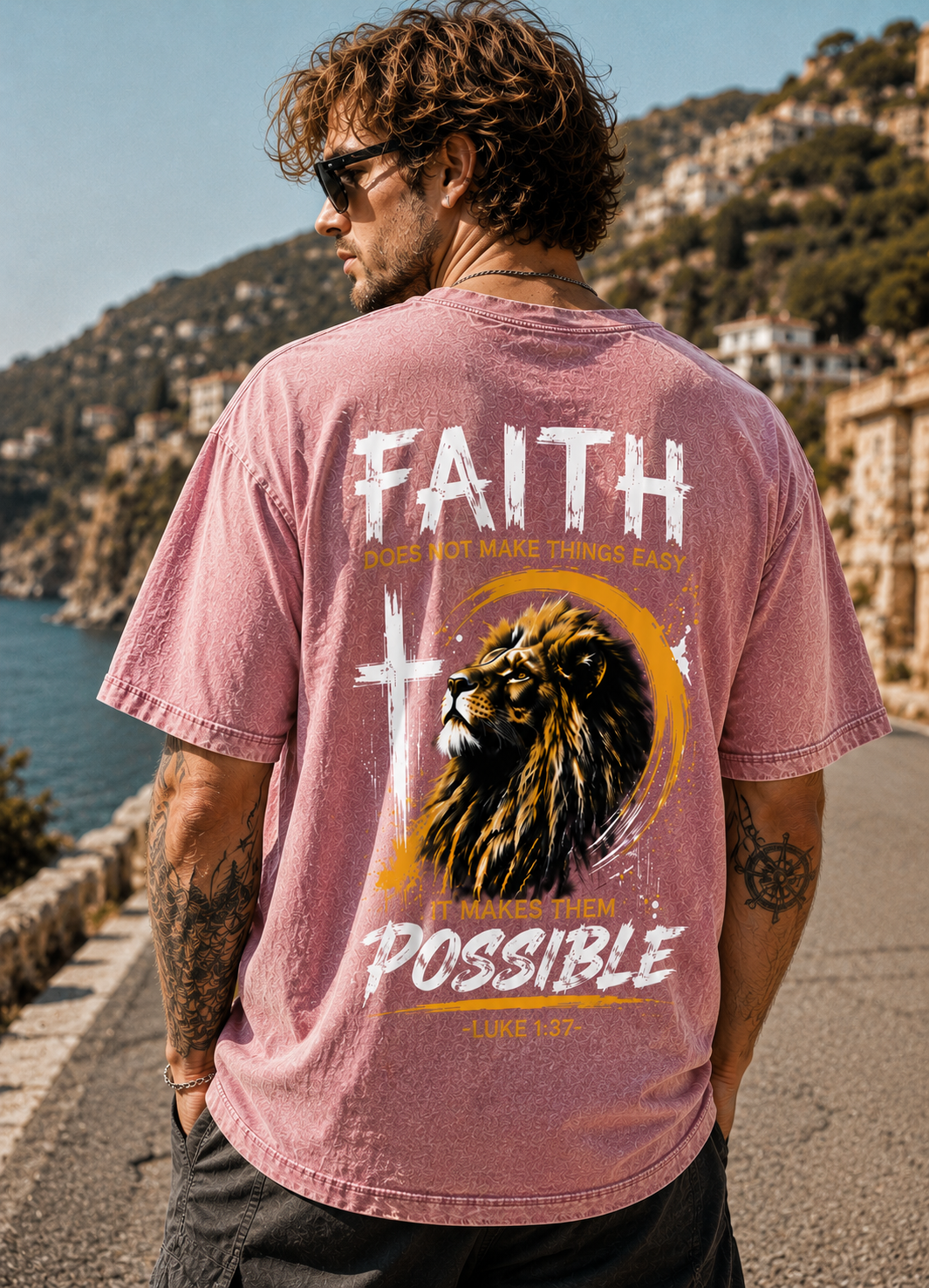 Faith Lion Vintage Graphic Tee