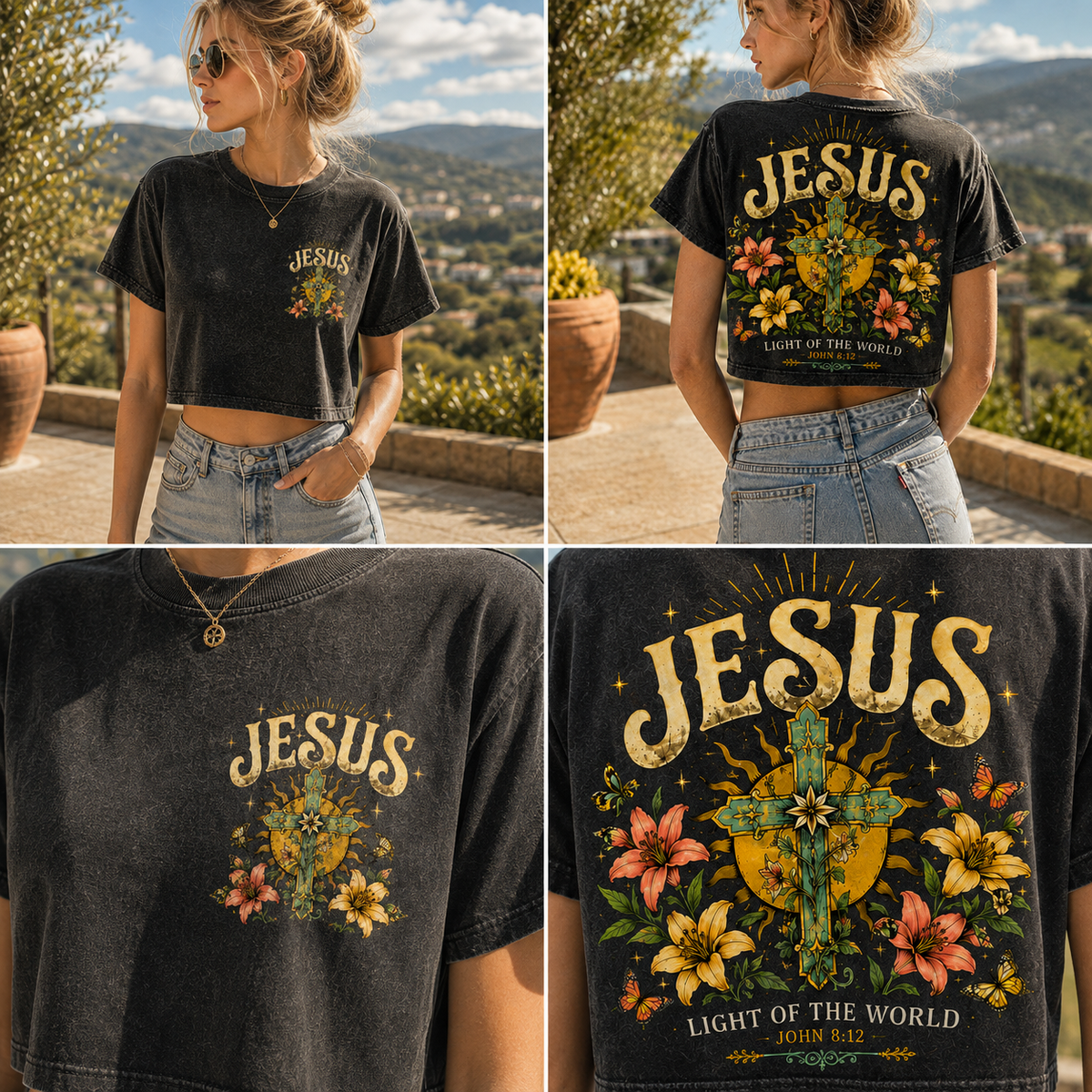 Jesus Light of the World Vintage Crop Top