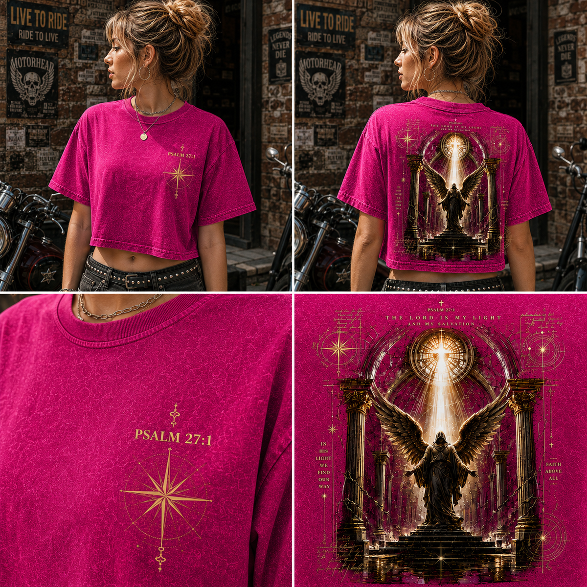 Psalm 27:1 Angel Vintage Crop Top