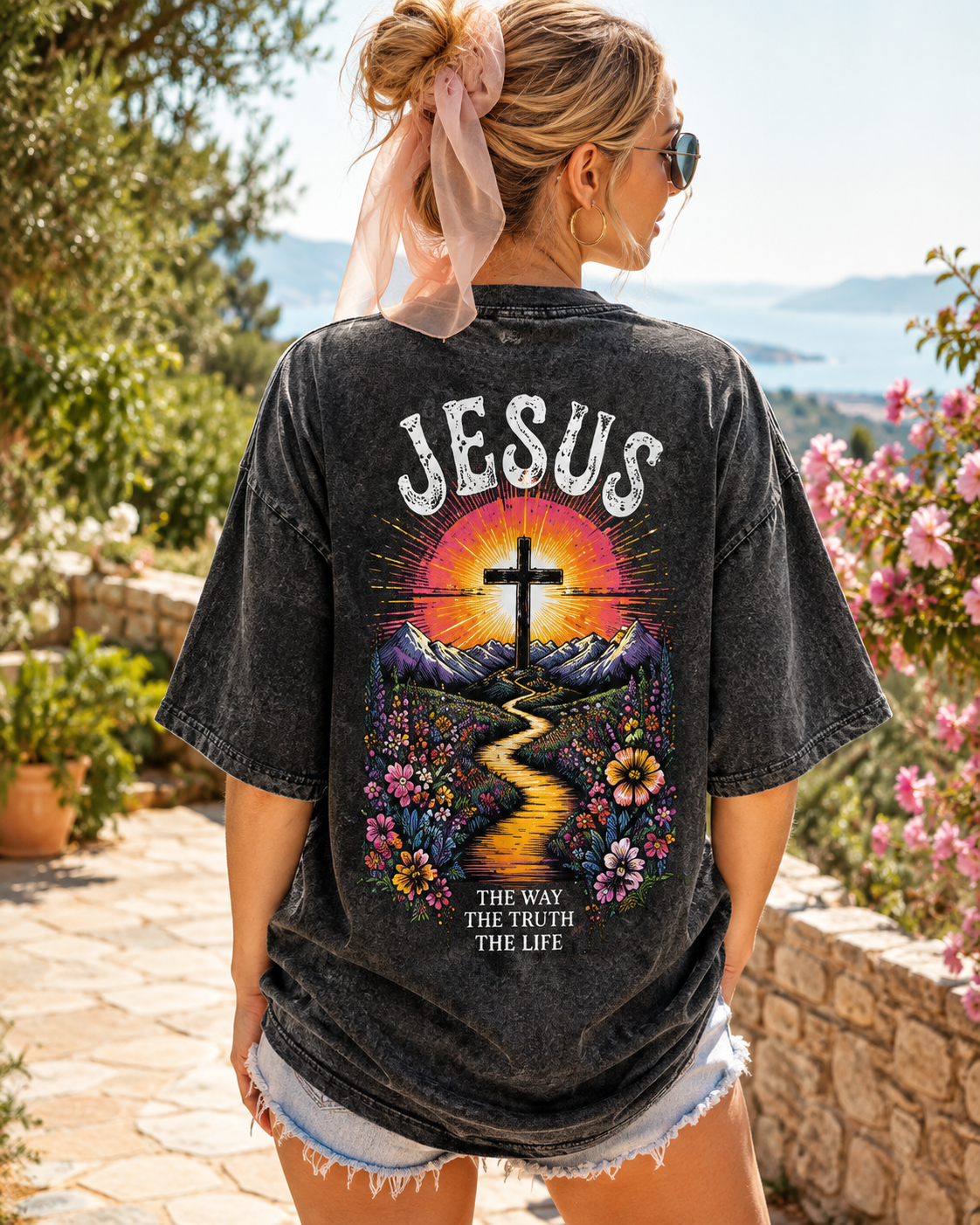 JESUS Vintage Washed Tee – The Way, The Truth, The Life
