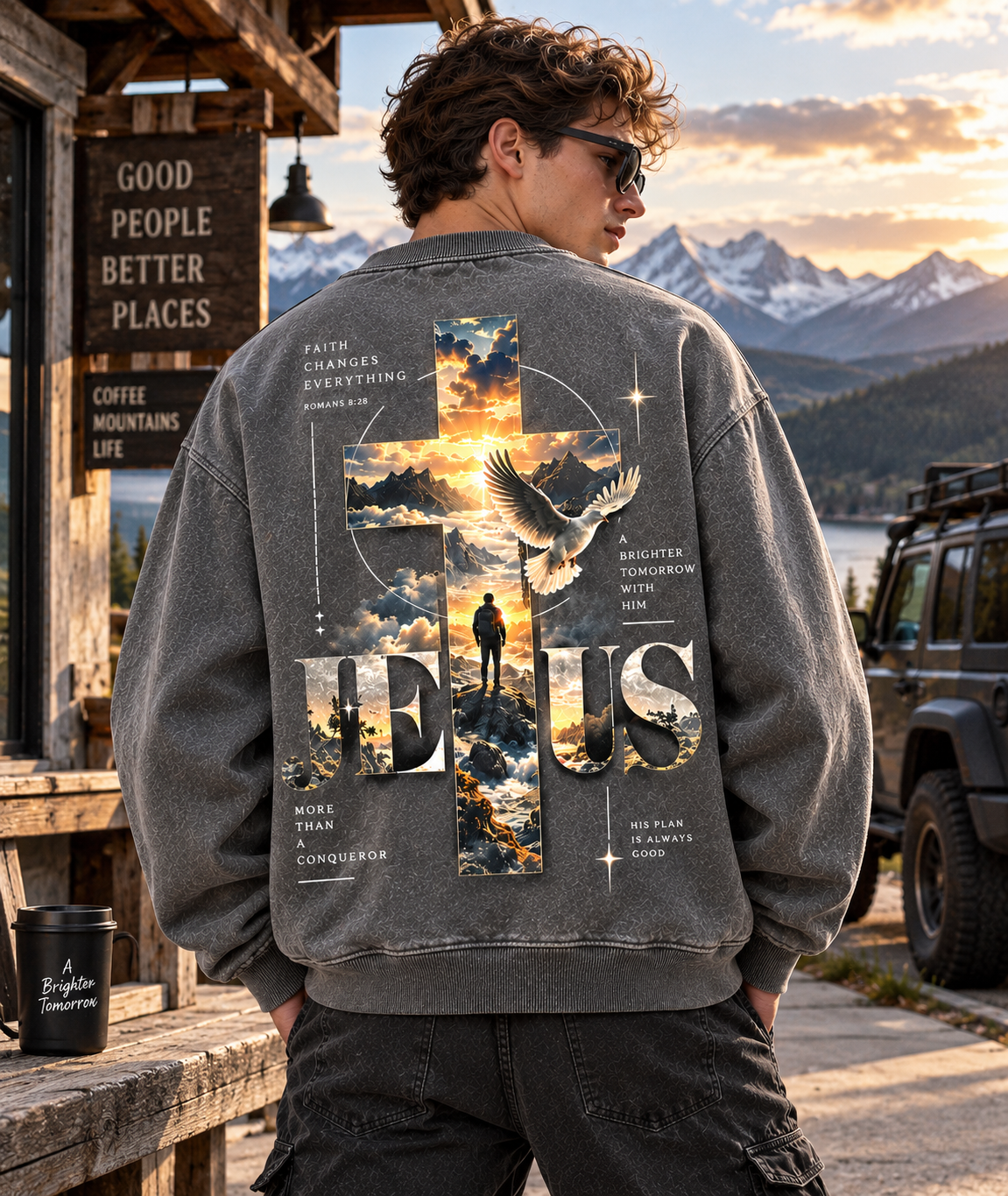 Jesus Faith Oversized Sweatshirt – Vintage Christian Style