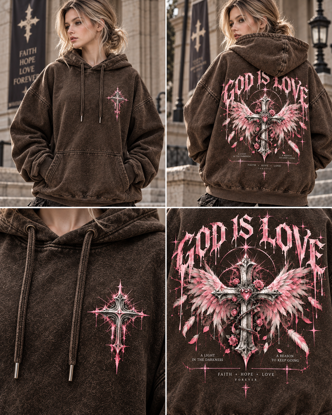 Gothic God Is Love Oversized Hoodie